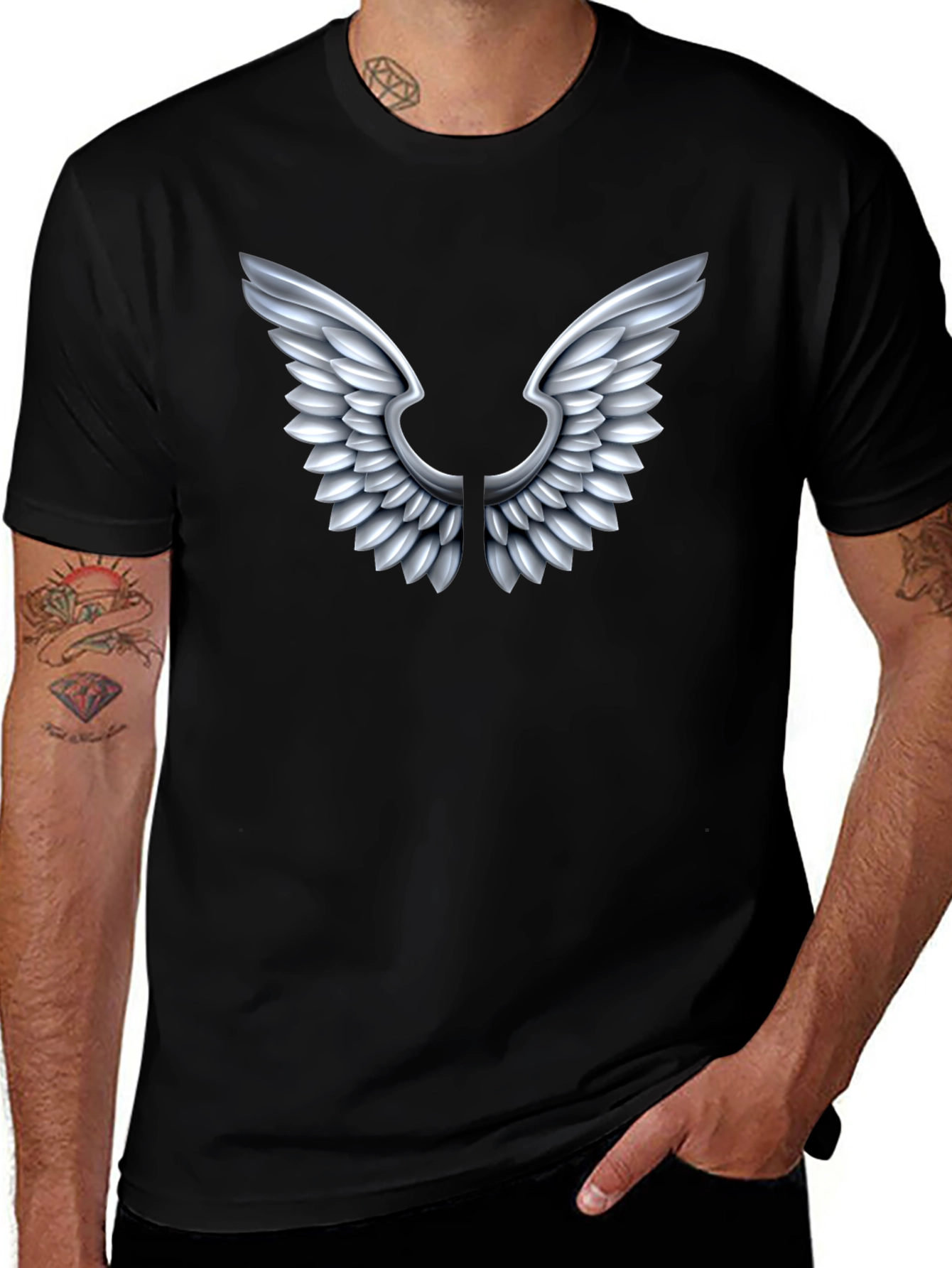 Winged Graphic Tee - Black Cotton Comfort
