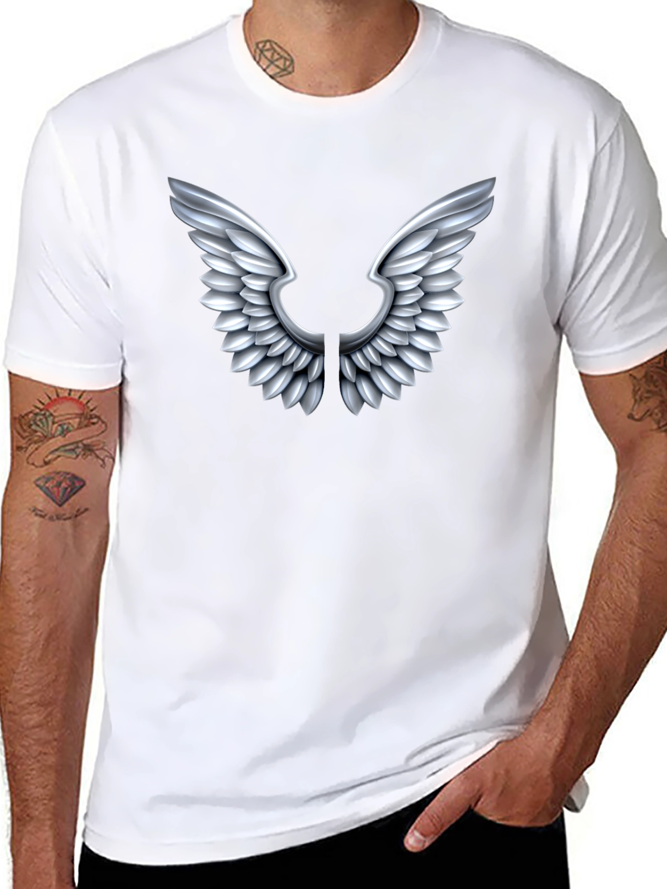 Winged Graphic Tee - Black Cotton Comfort