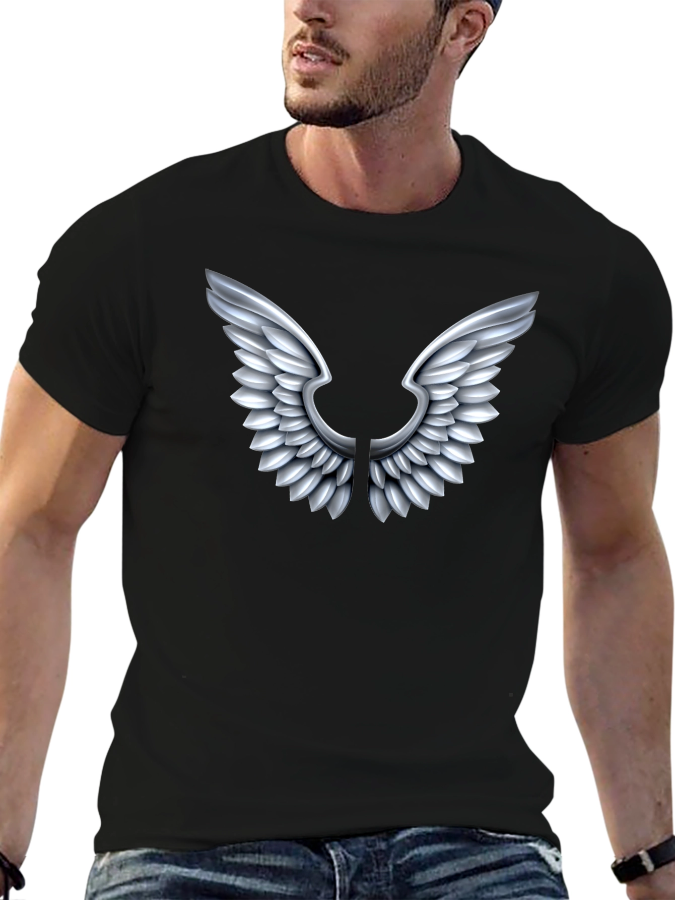 Winged Graphic Tee - Black Cotton Comfort
