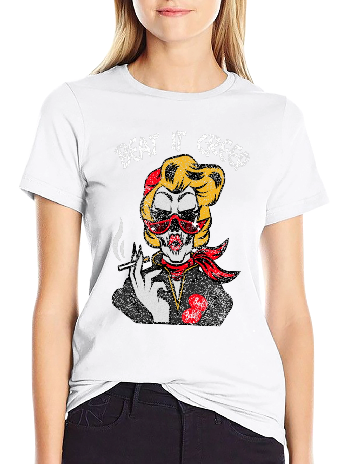 Beat It Creep Graphic T-Shirt - Skull Lady