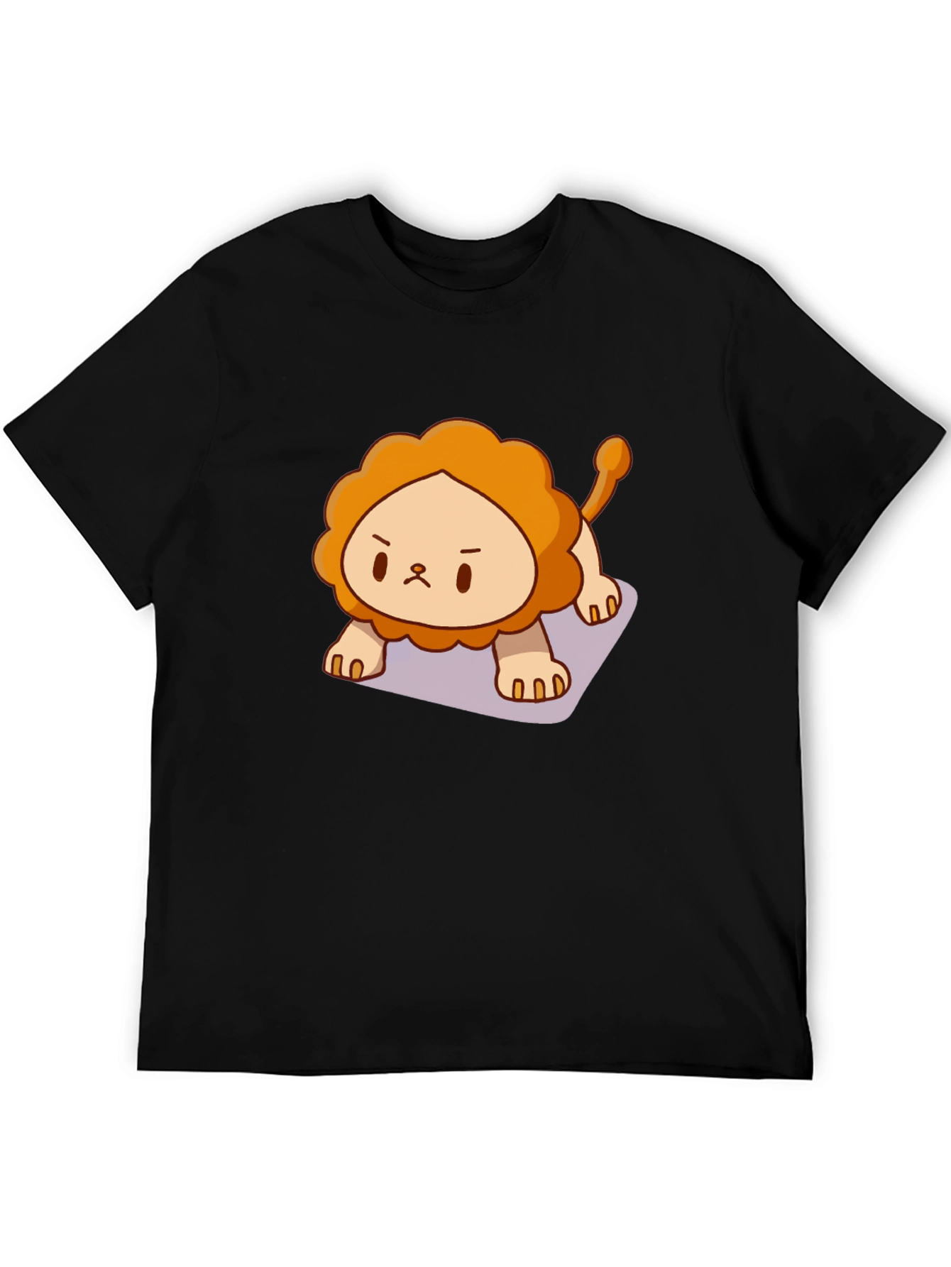 Cute Lion Graphic Tee - Black Cotton T-Shirt