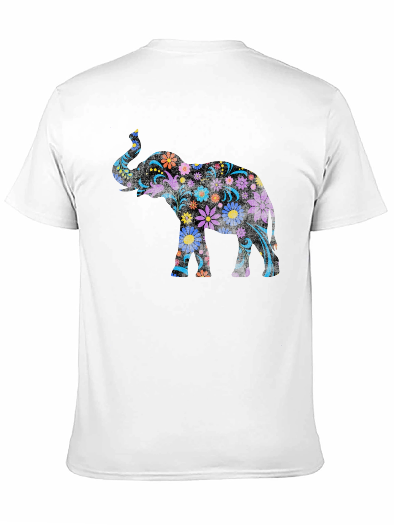 Floral Elephant Graphic Tee - Black Unisex T-Shirt