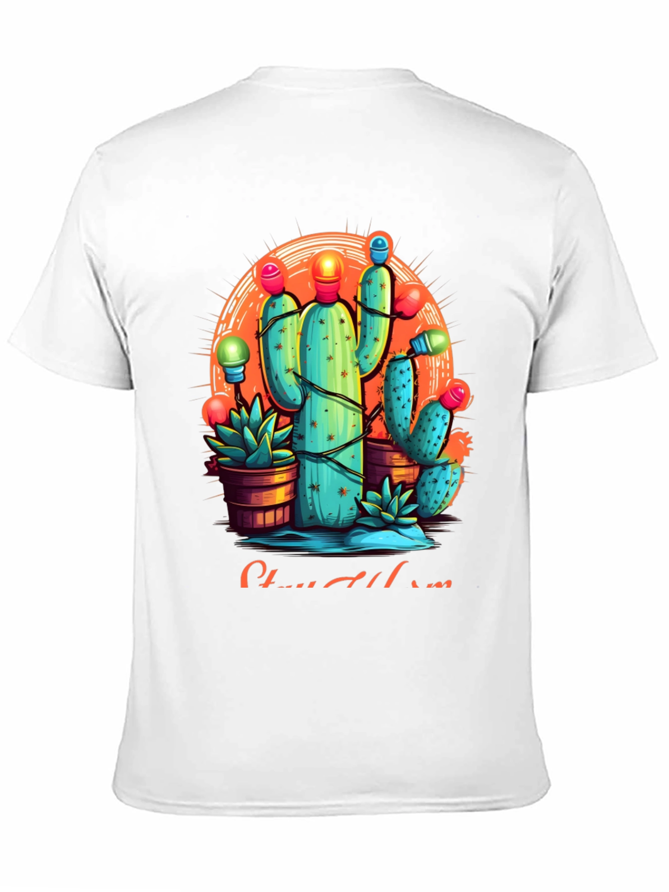 Cactus Christmas Lights Graphic Tee