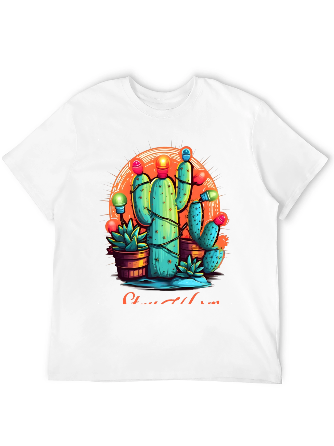 Cactus Christmas Lights Graphic Tee