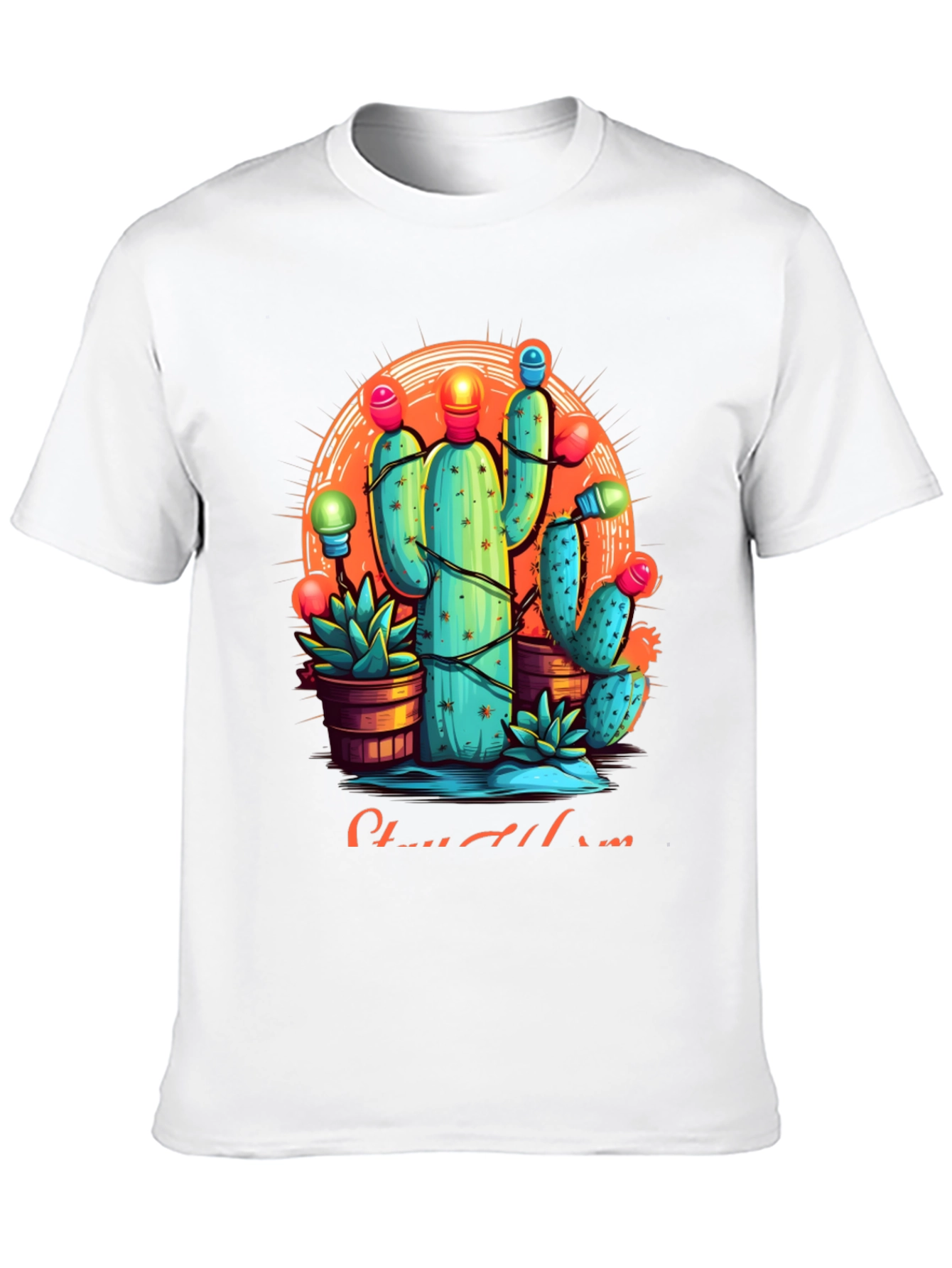 Cactus Christmas Lights Graphic Tee
