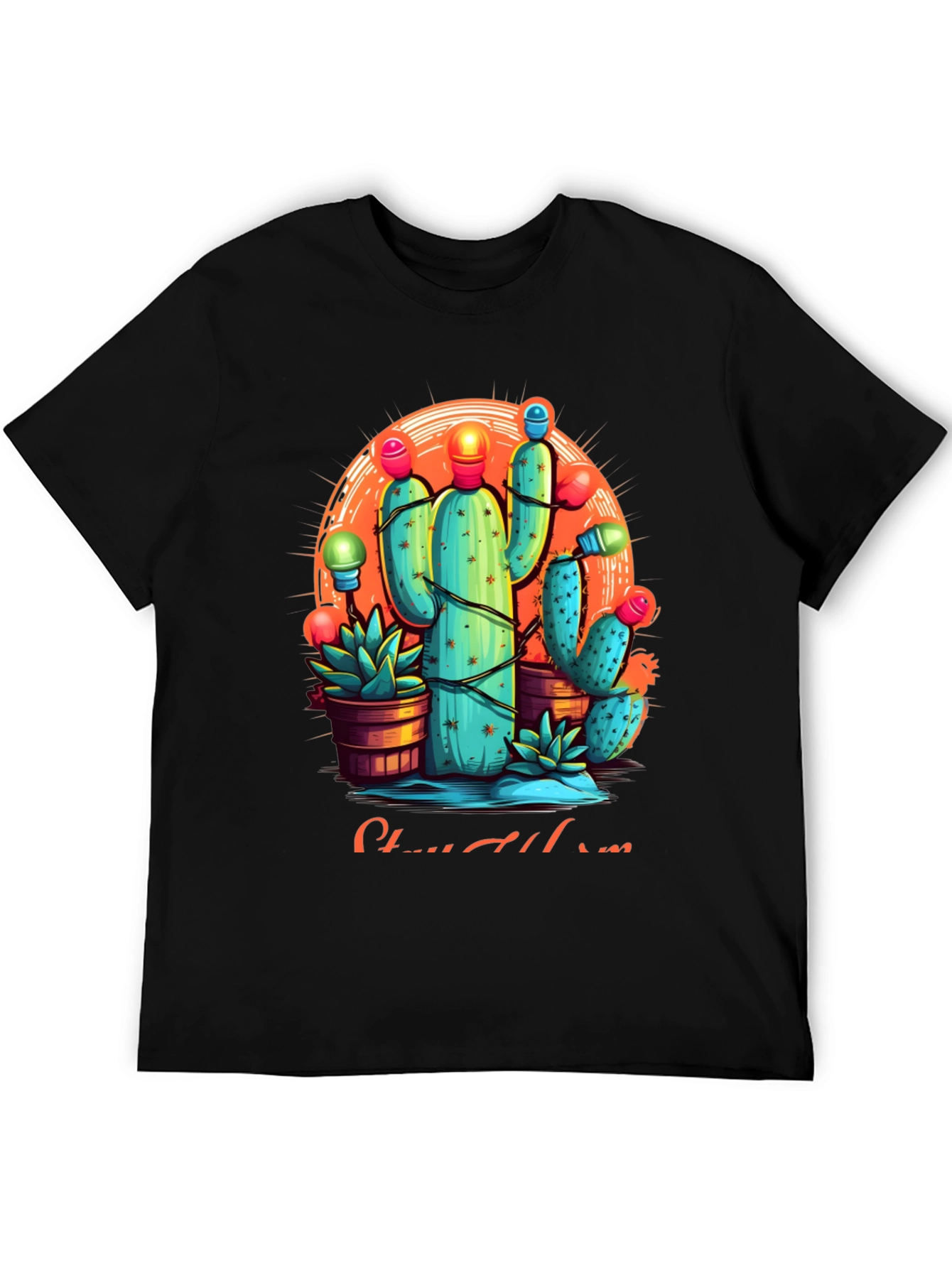 Cactus Christmas Lights Graphic Tee