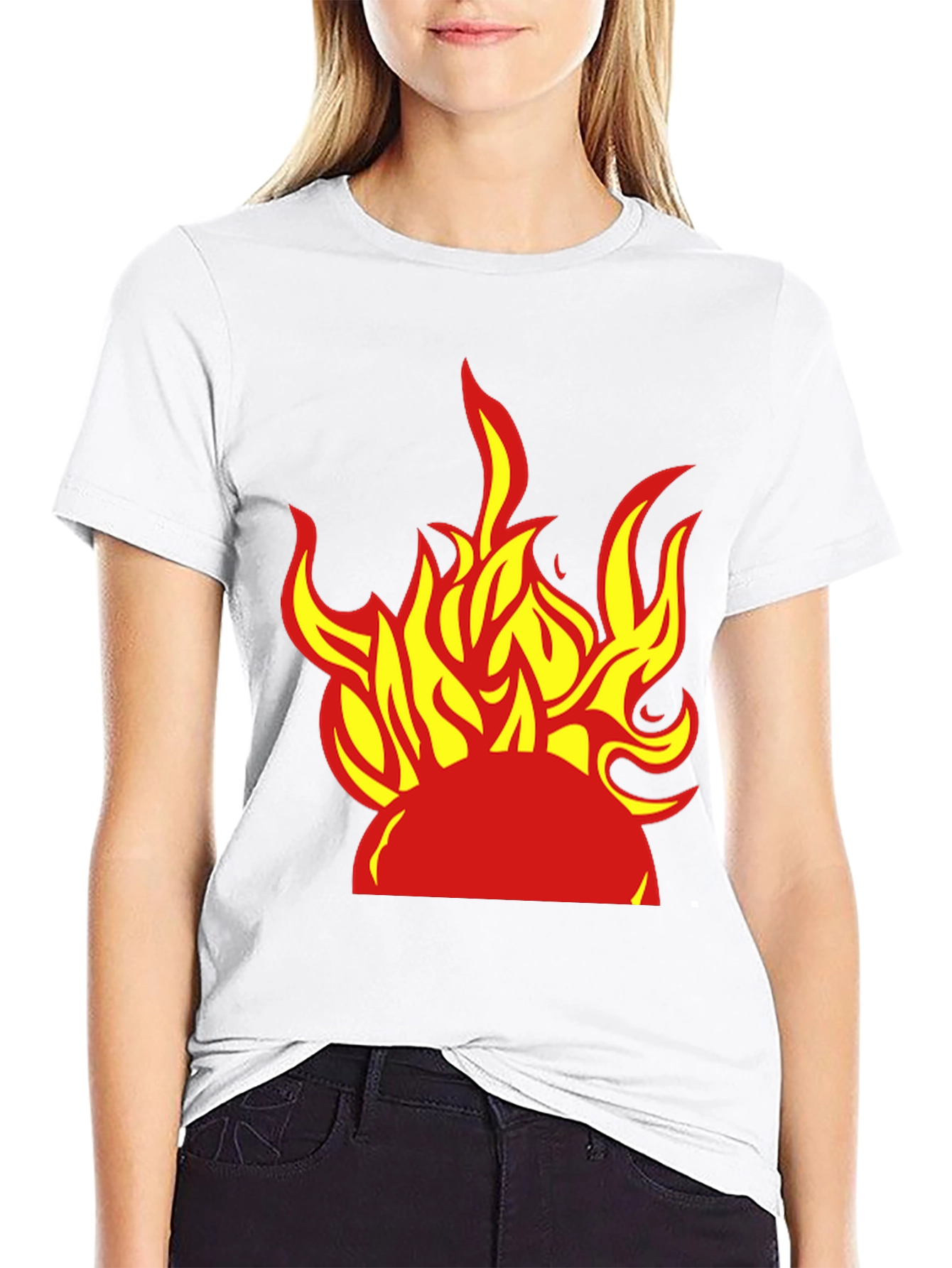 Fiery Graphic Tee - Bold Flame Design