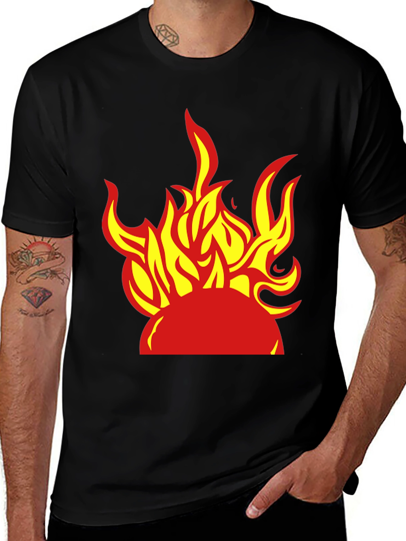 Fiery Graphic Tee - Bold Flame Design