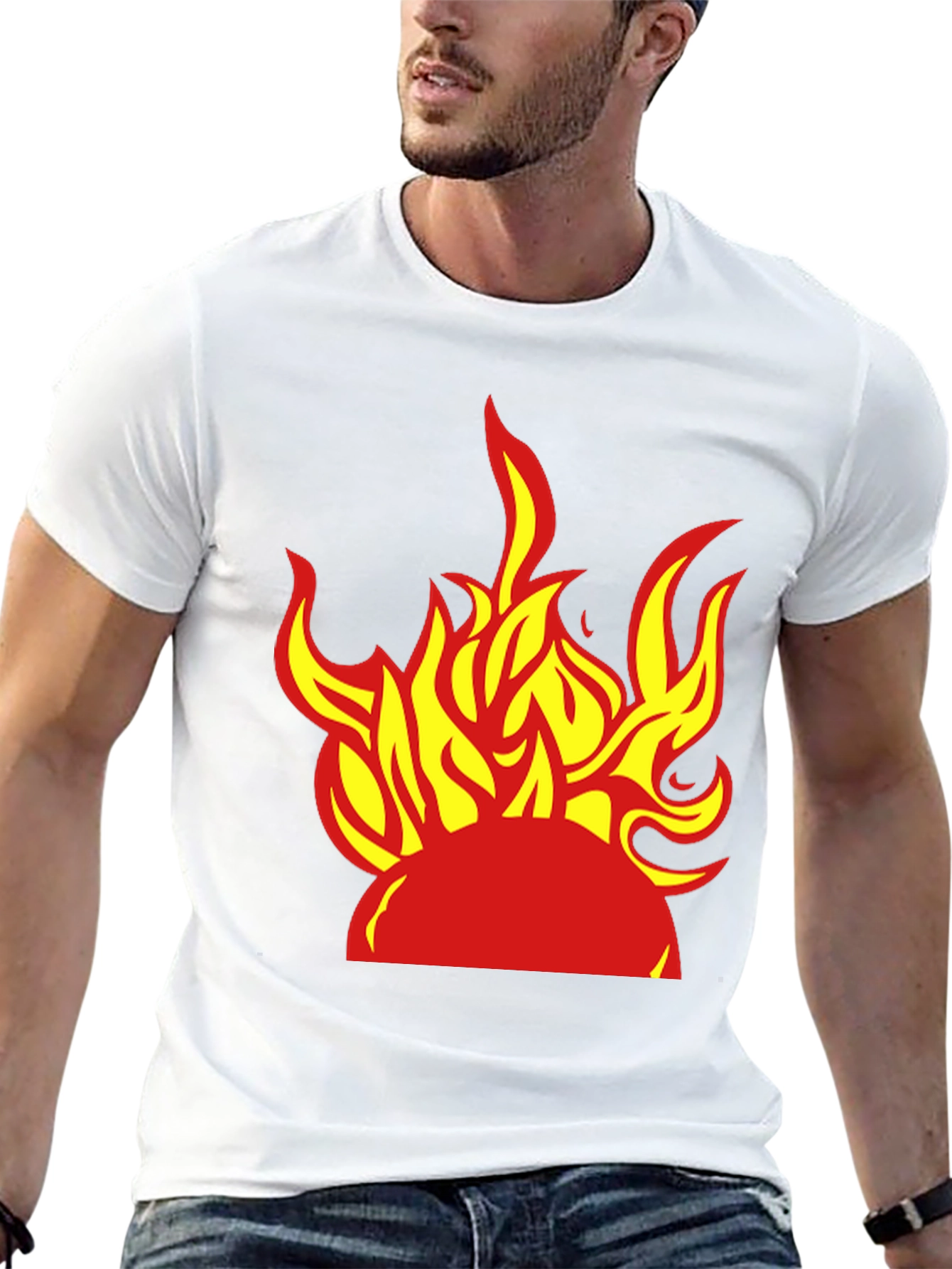Fiery Graphic Tee - Bold Flame Design