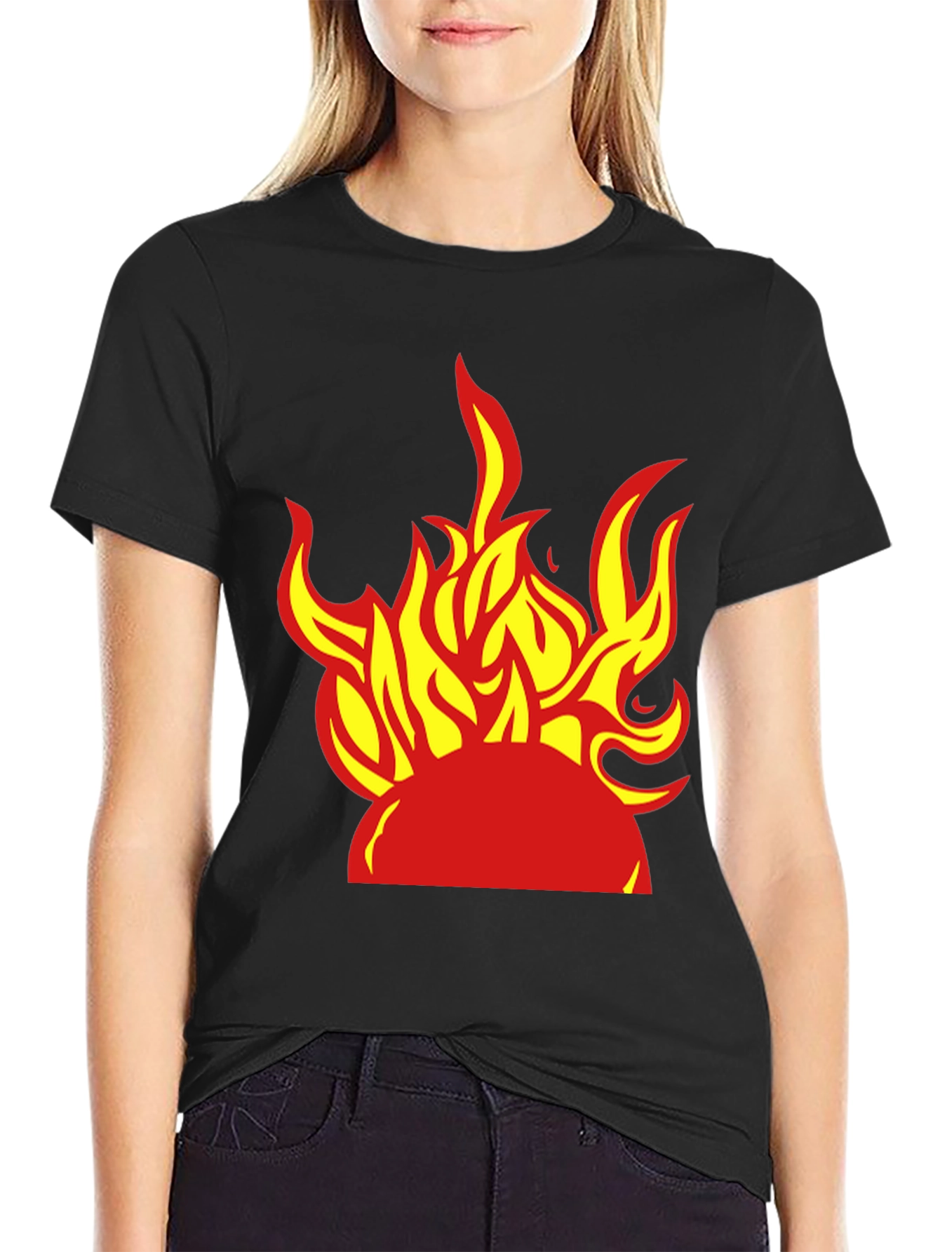 Fiery Graphic Tee - Bold Flame Design
