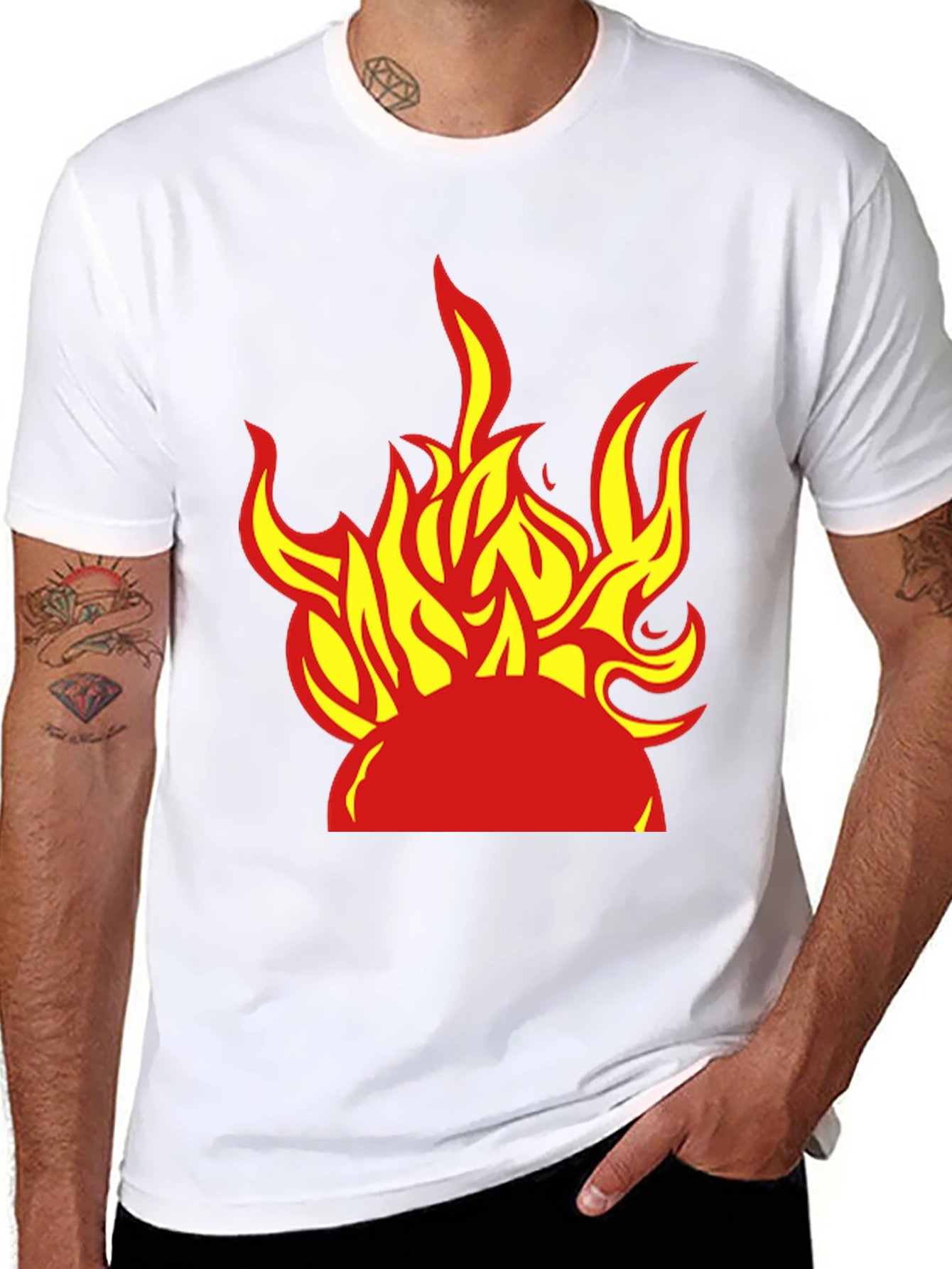 Fiery Graphic Tee - Bold Flame Design
