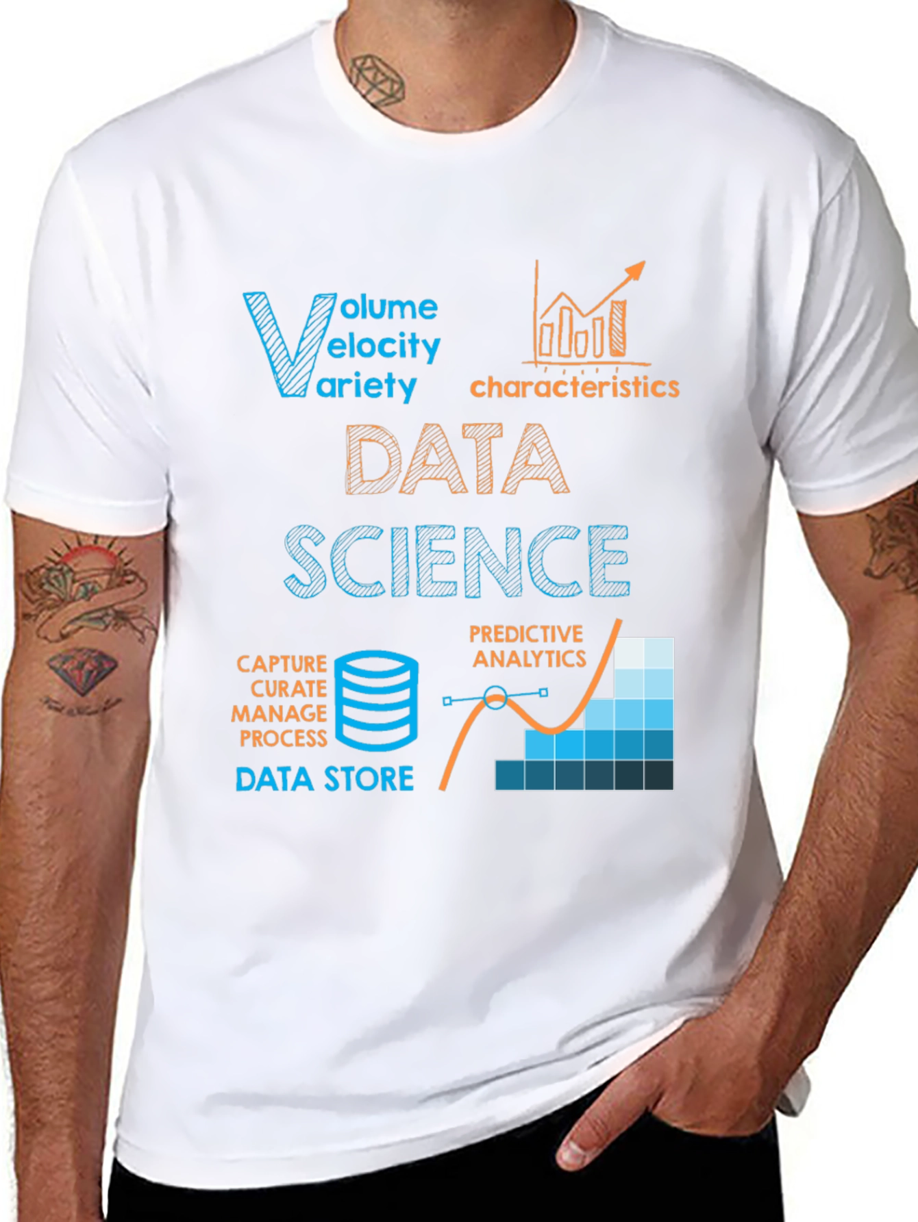 Data Science T-Shirt: Volume Velocity Variety Design