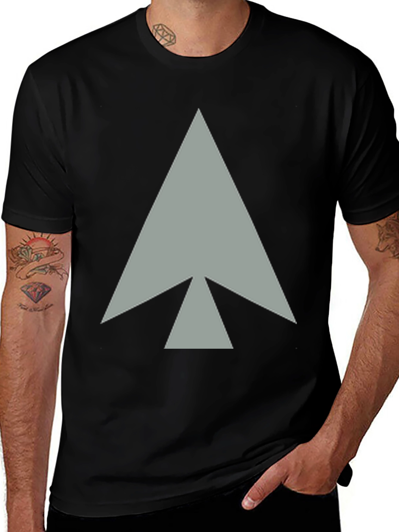 Spearhead Graphic Print Black Cotton T-Shirt