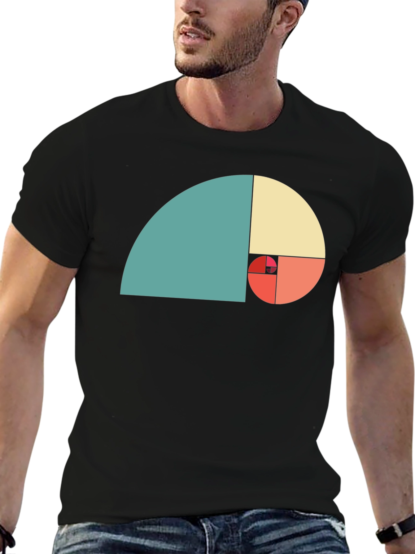 Golden Ratio Spiral Graphic Tee - Black