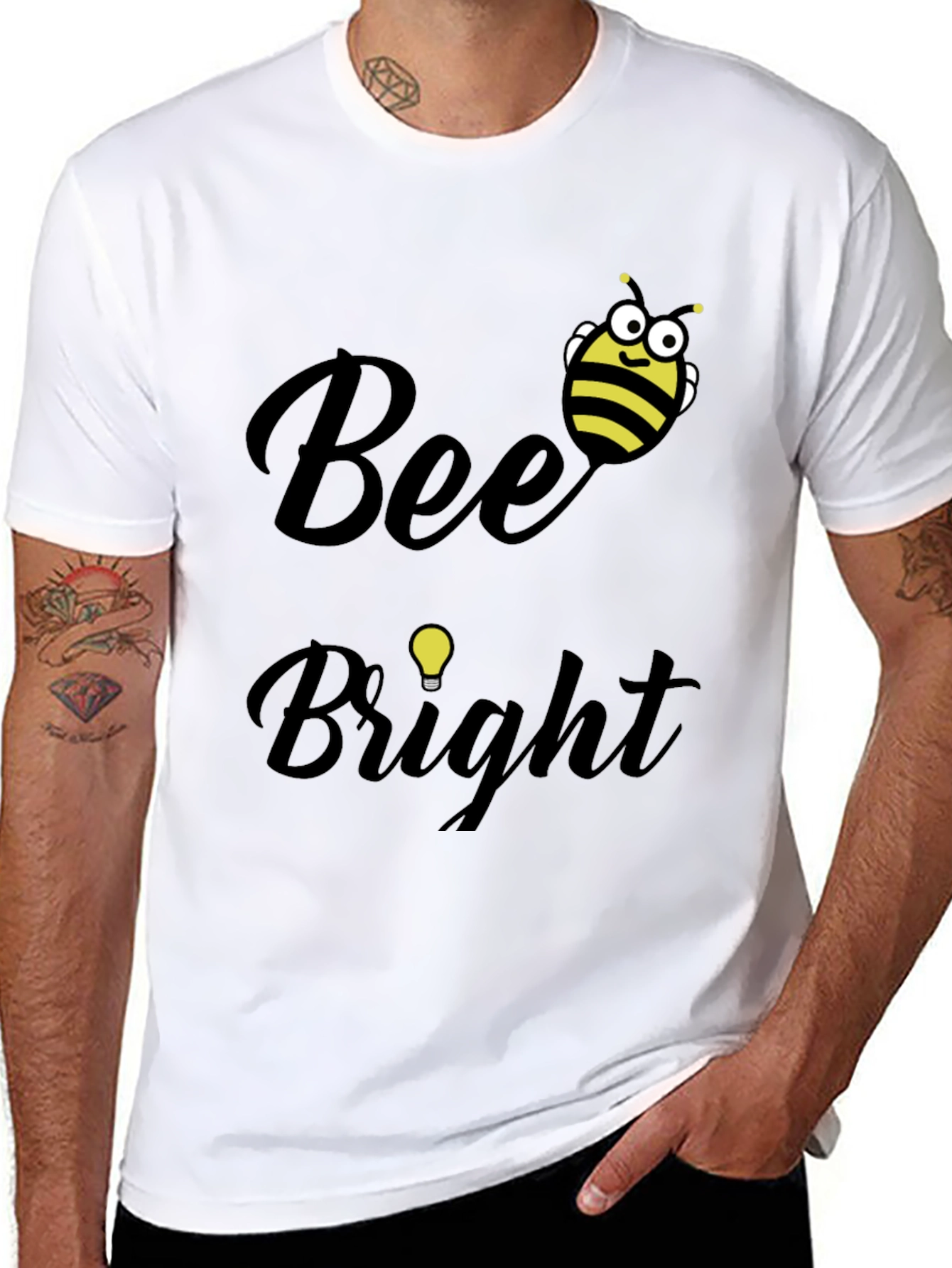 Bee Bright Graphic Tee - Black Cotton T-Shirt
