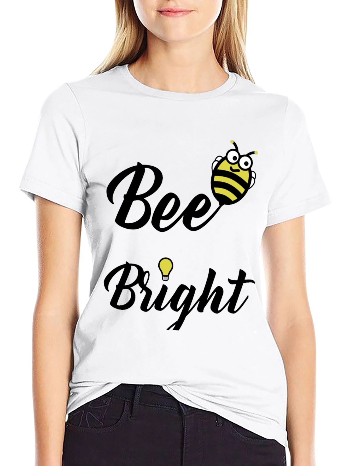 Bee Bright Graphic Tee - Black Cotton T-Shirt