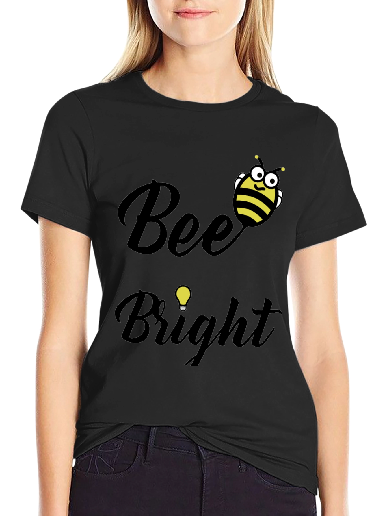 Bee Bright Graphic Tee - Black Cotton T-Shirt