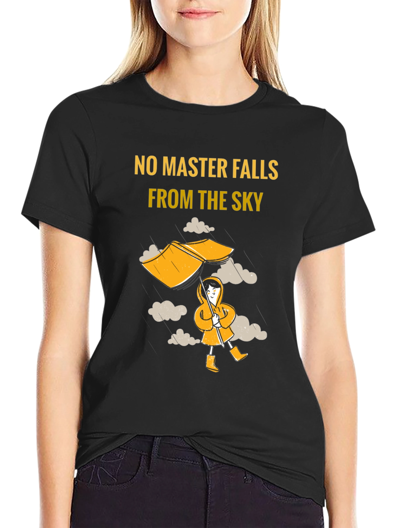 Humorous No Master Falls Graphic T-Shirt