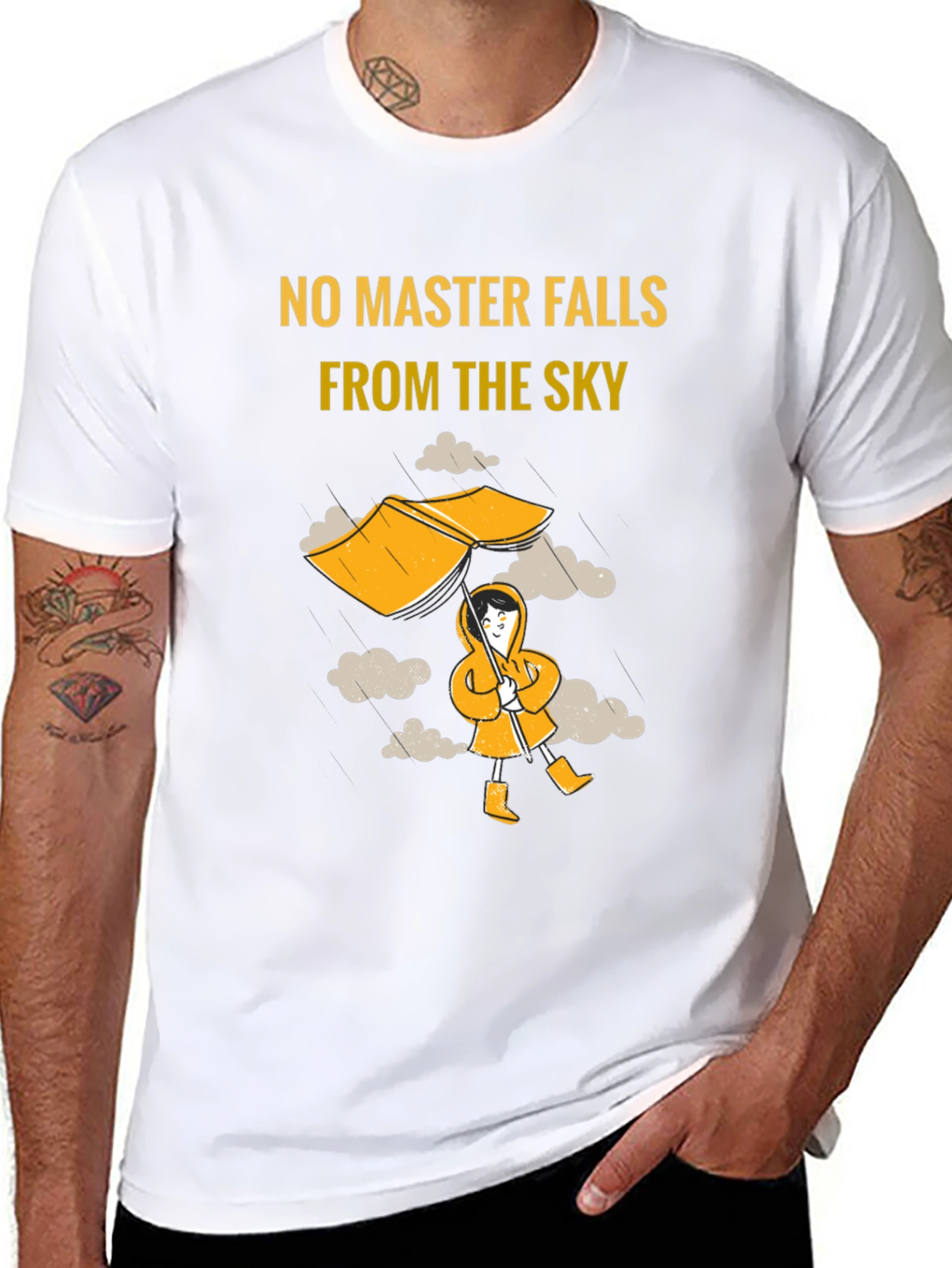 Humorous No Master Falls Graphic T-Shirt