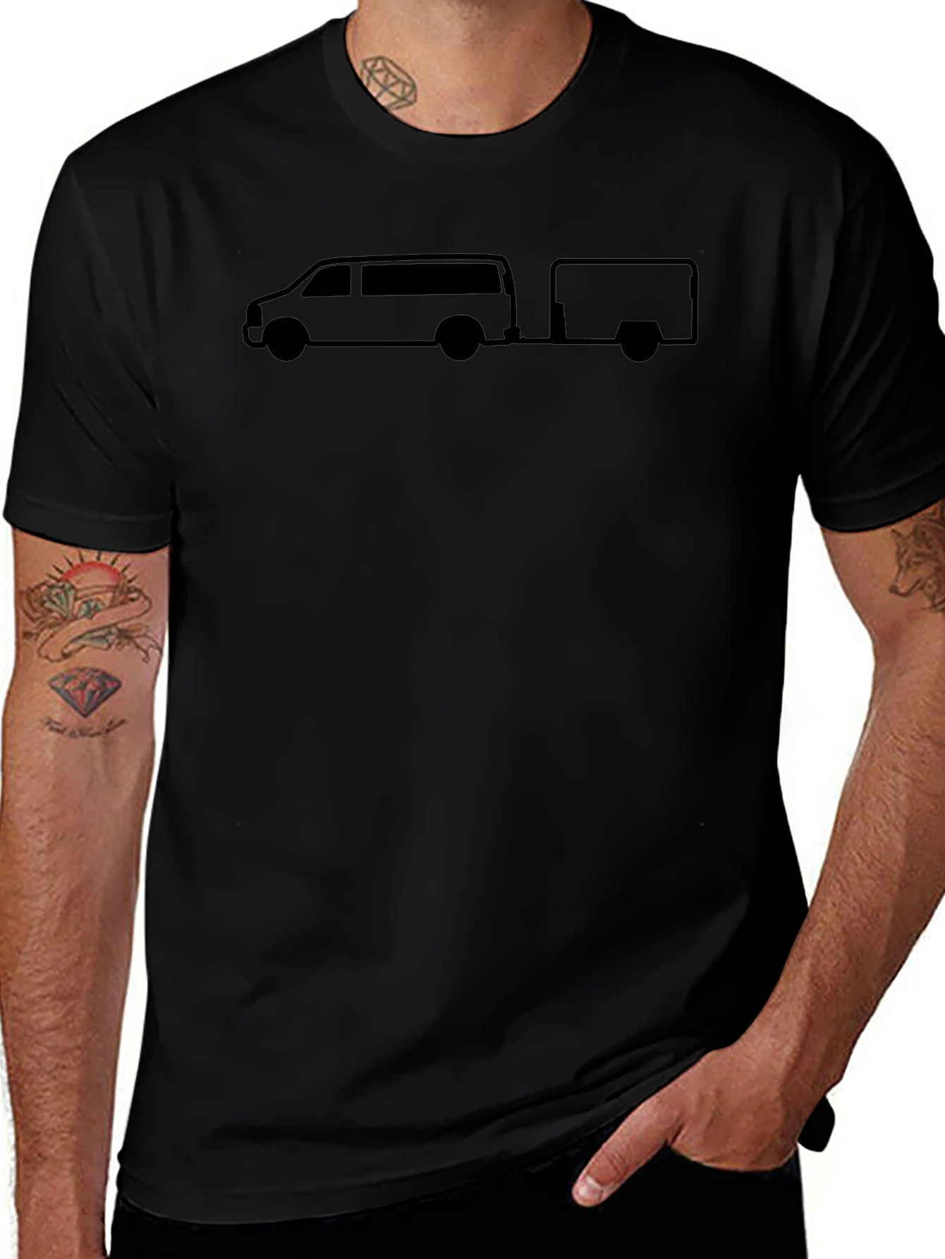 Camper Van & Trailer Graphic Tee - Black