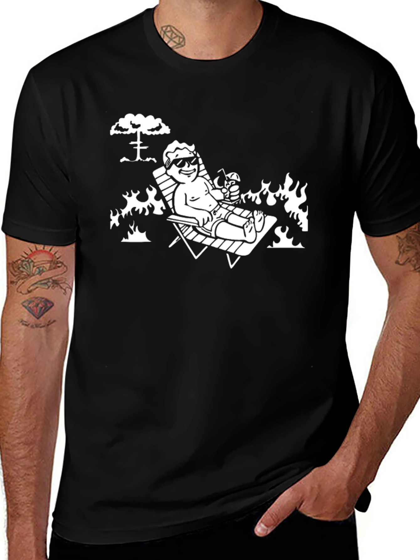 Fallout Vault Boy Relaxing T-Shirt - Black