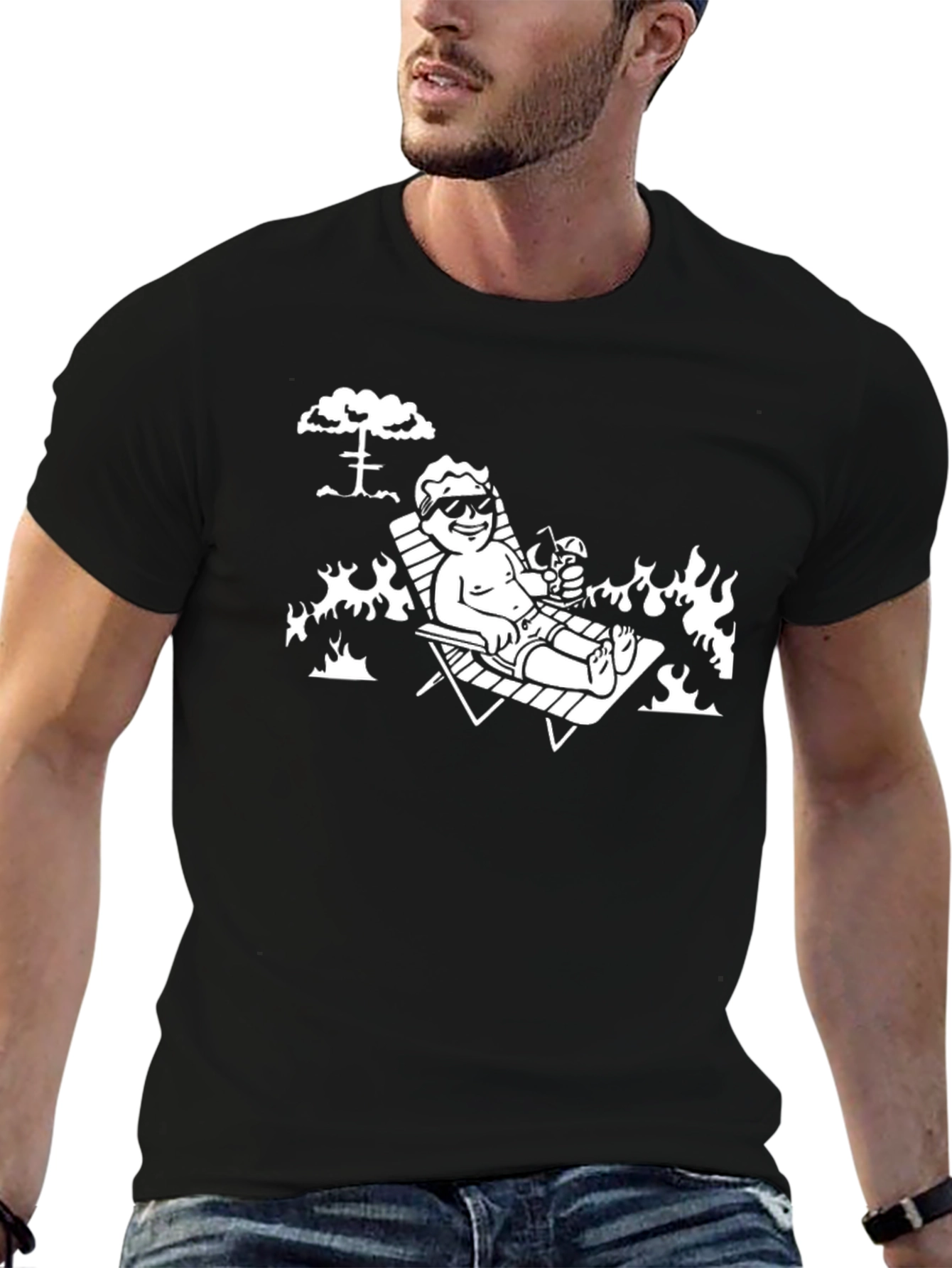 Fallout Vault Boy Relaxing T-Shirt - Black