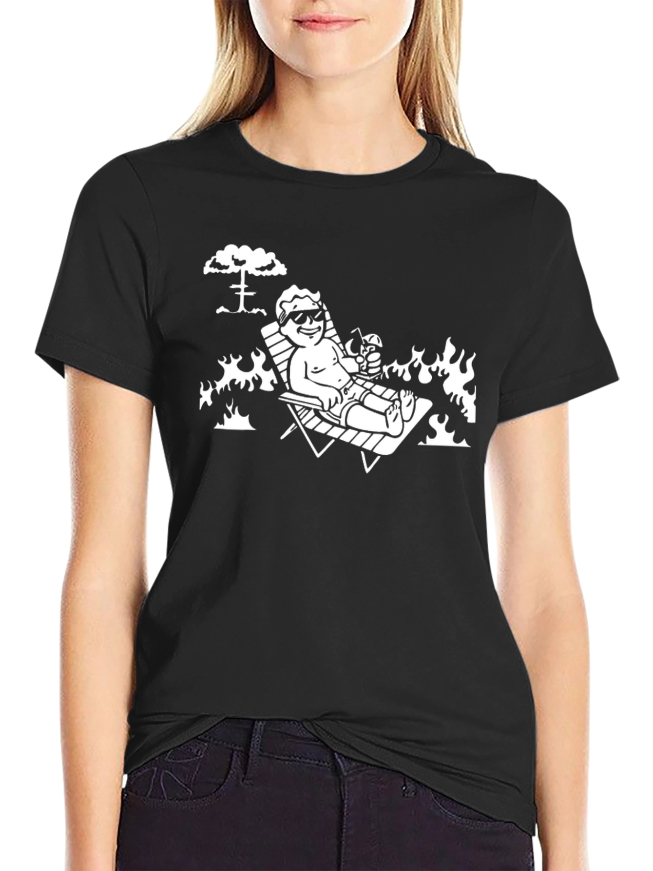 Fallout Vault Boy Relaxing T-Shirt - Black