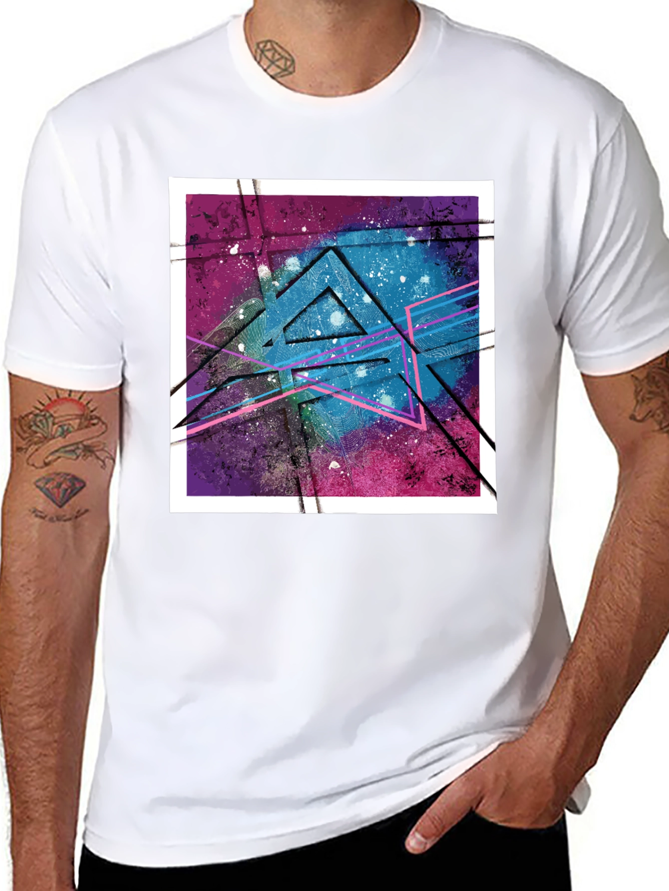 Geometric Galaxy Graphic Tee - Modern Streetwear Style