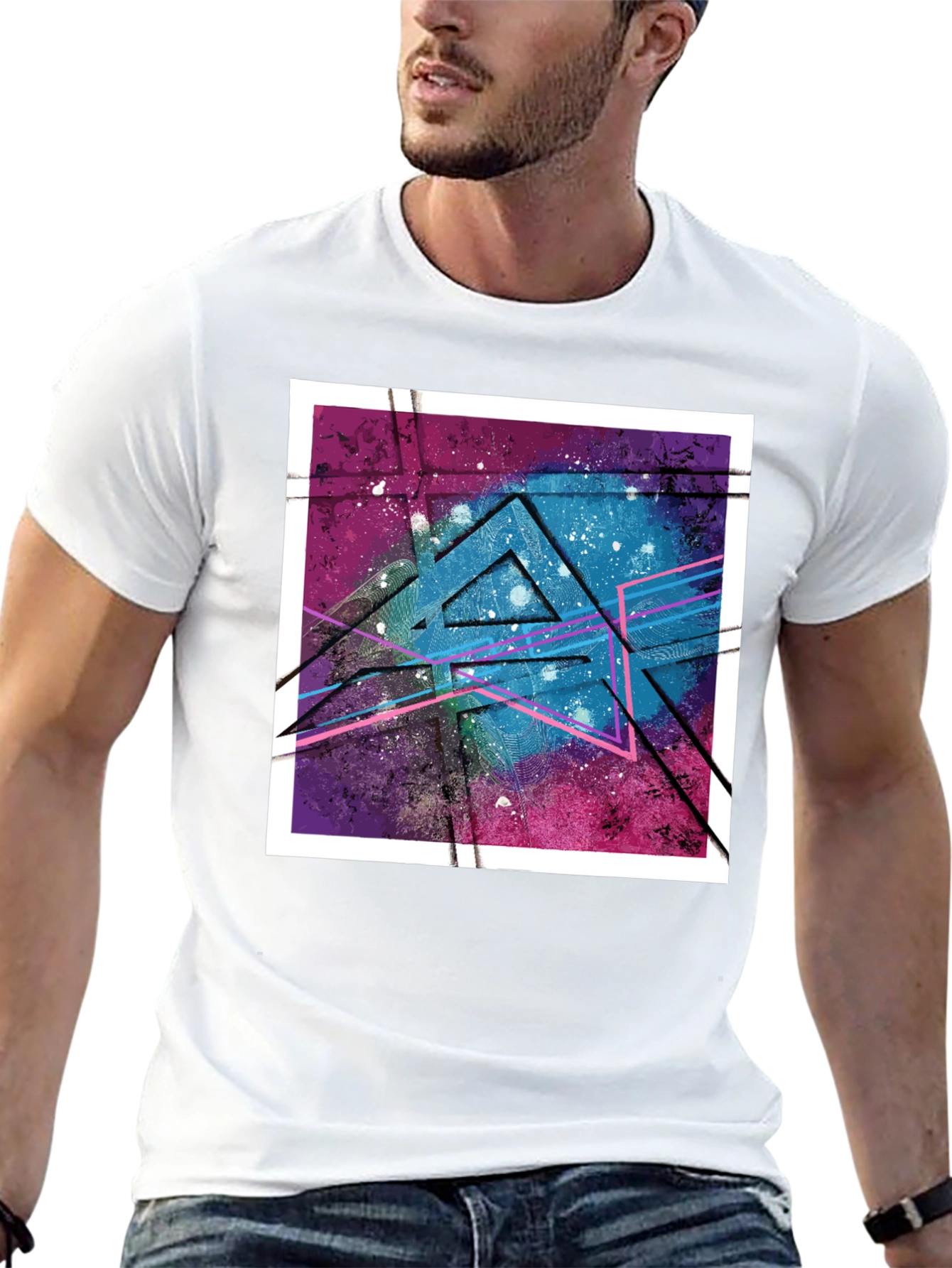 Geometric Galaxy Graphic Tee - Modern Streetwear Style