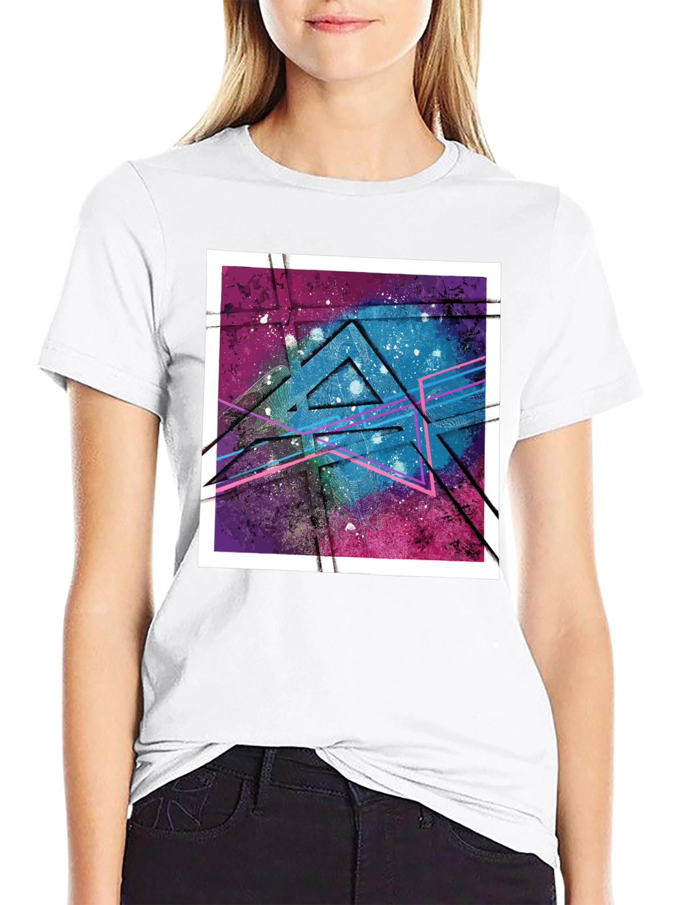 Geometric Galaxy Graphic Tee - Modern Streetwear Style