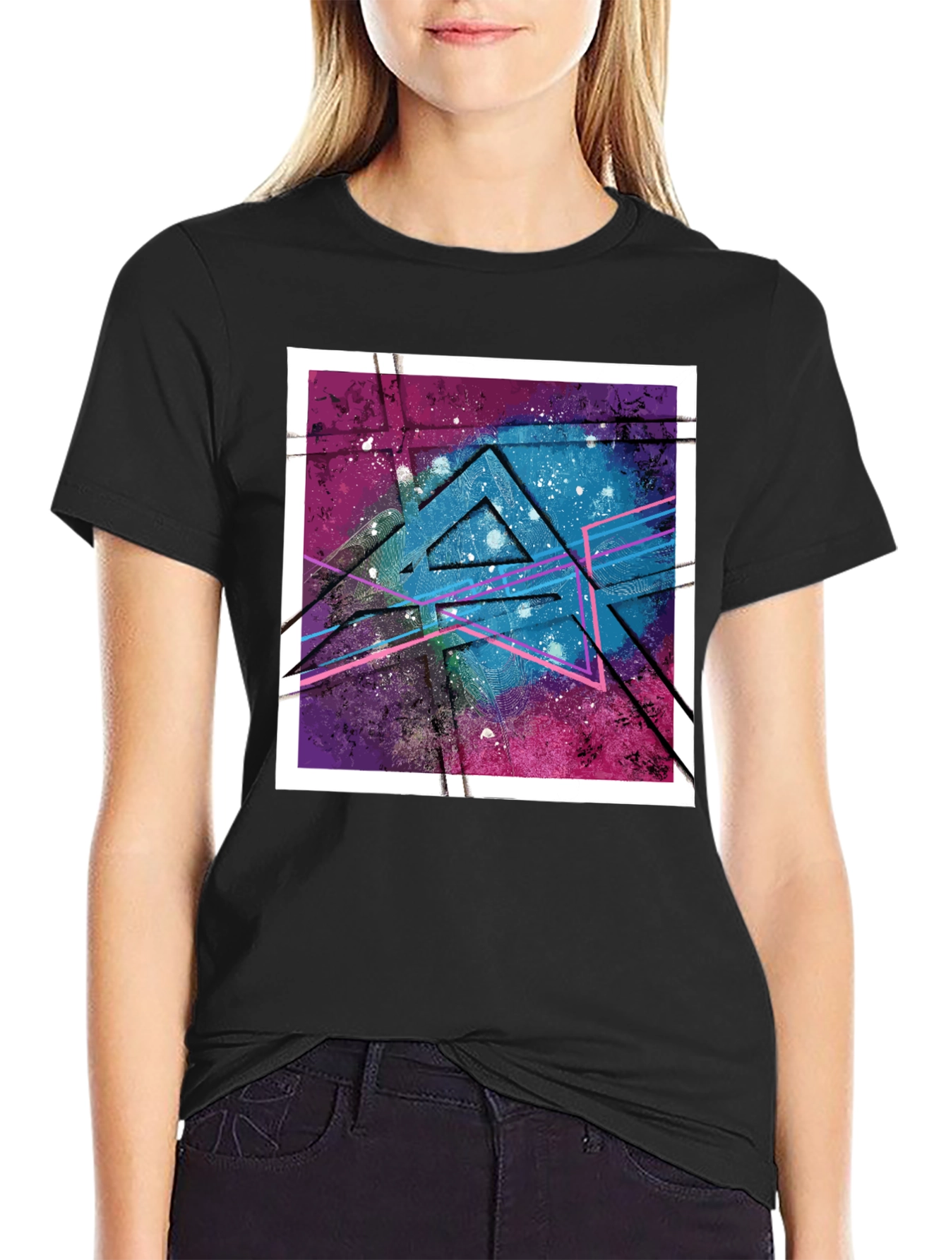 Geometric Galaxy Graphic Tee - Modern Streetwear Style