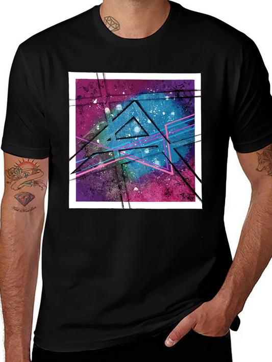 Geometric Galaxy Graphic Tee - Modern Streetwear Style