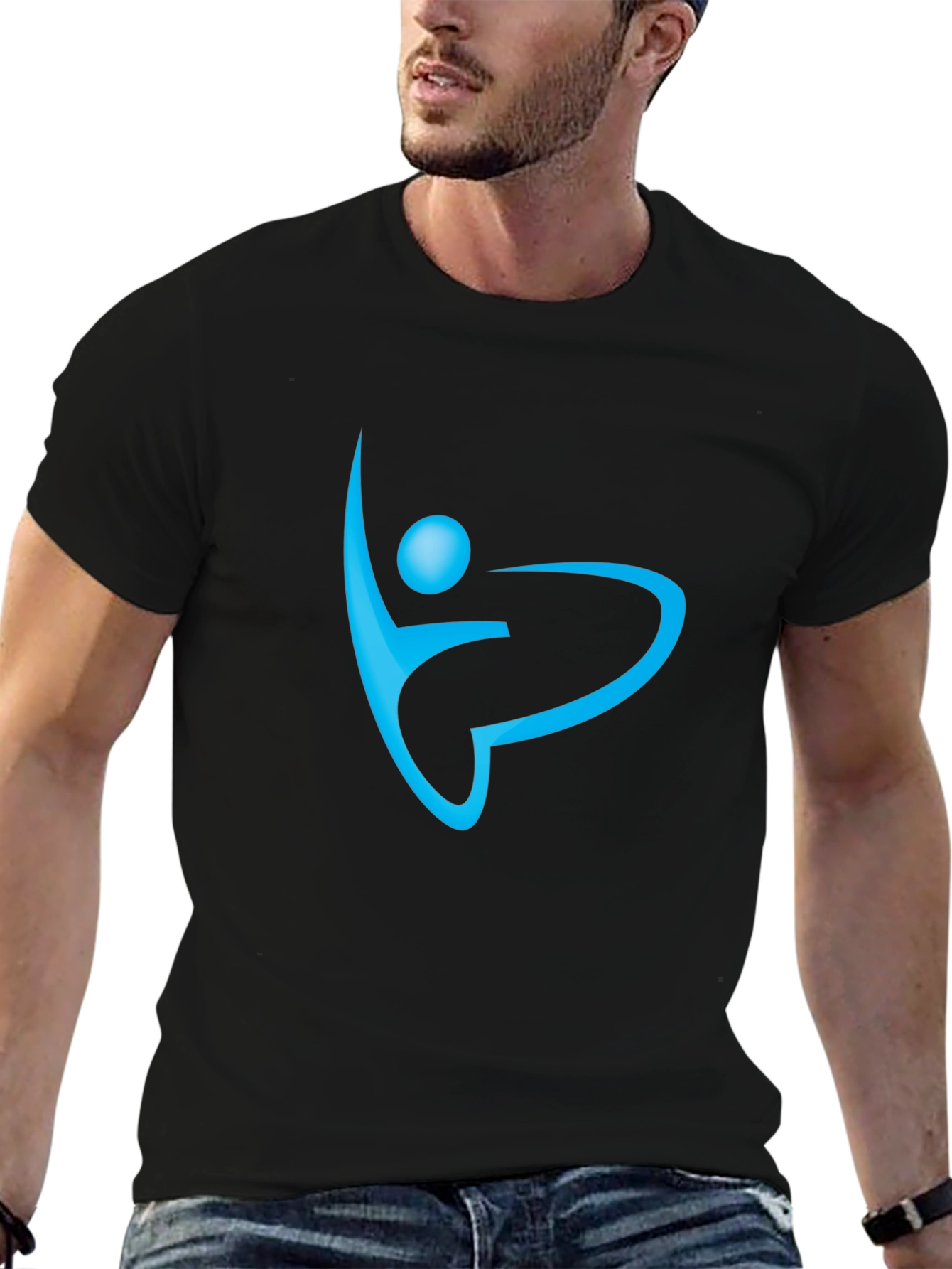 Black T-Shirt with Abstract Figure Design