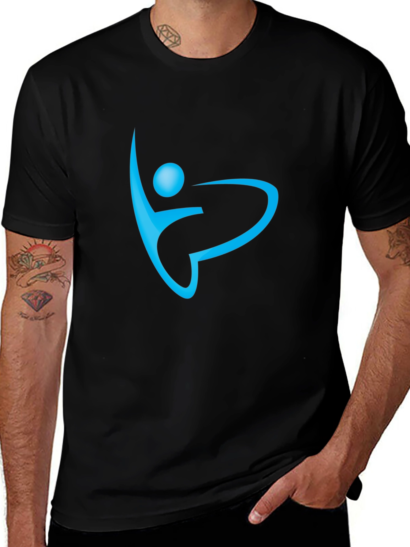 Black T-Shirt with Abstract Figure Design