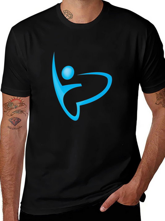 Black T-Shirt with Abstract Figure Design
