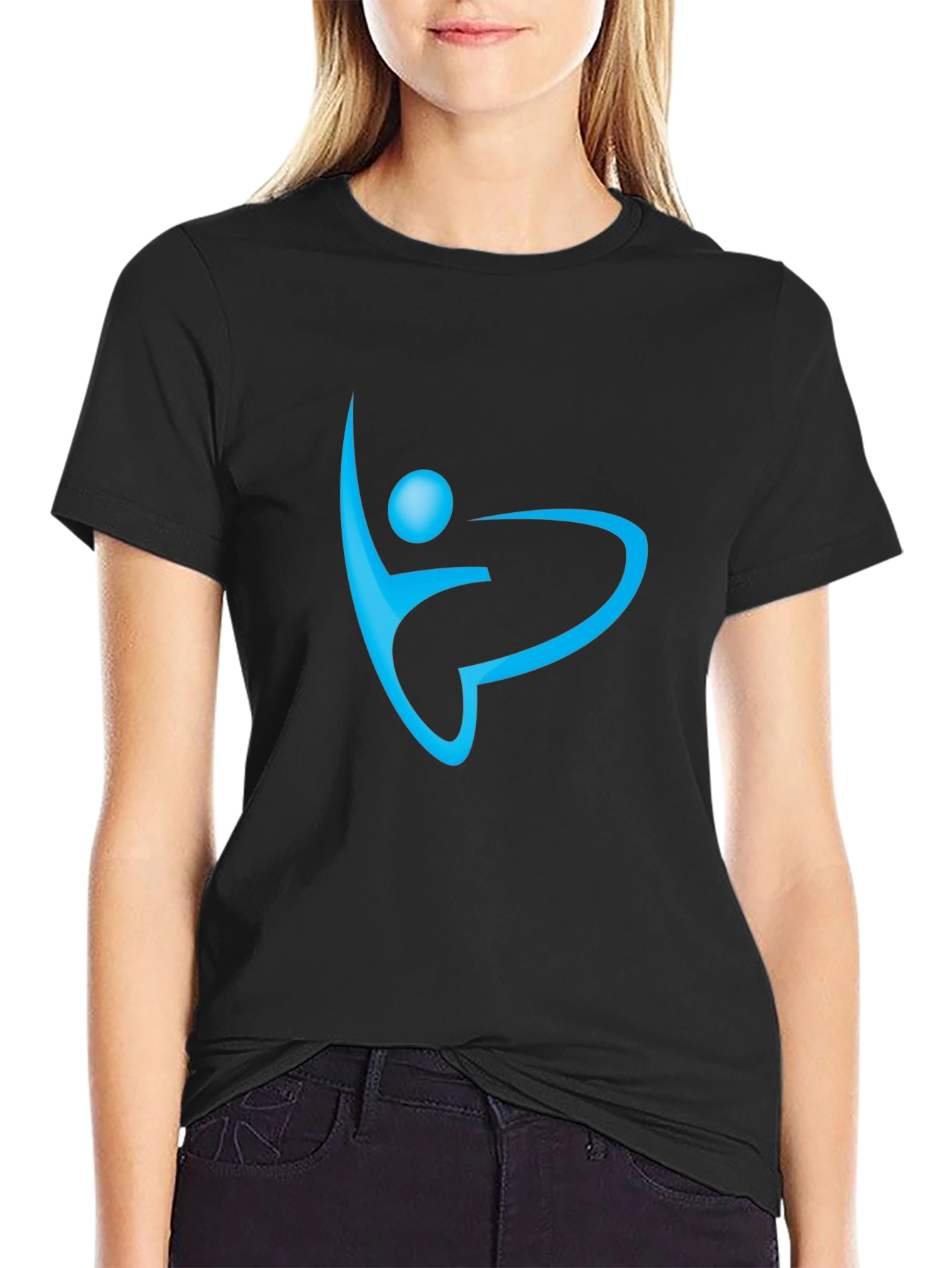 Black T-Shirt with Abstract Figure Design