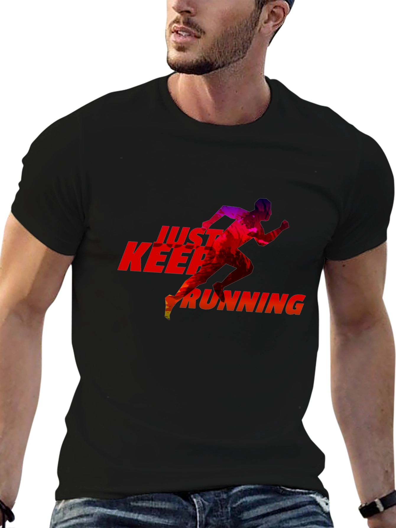 Just Keep Running Black Graphic Tee