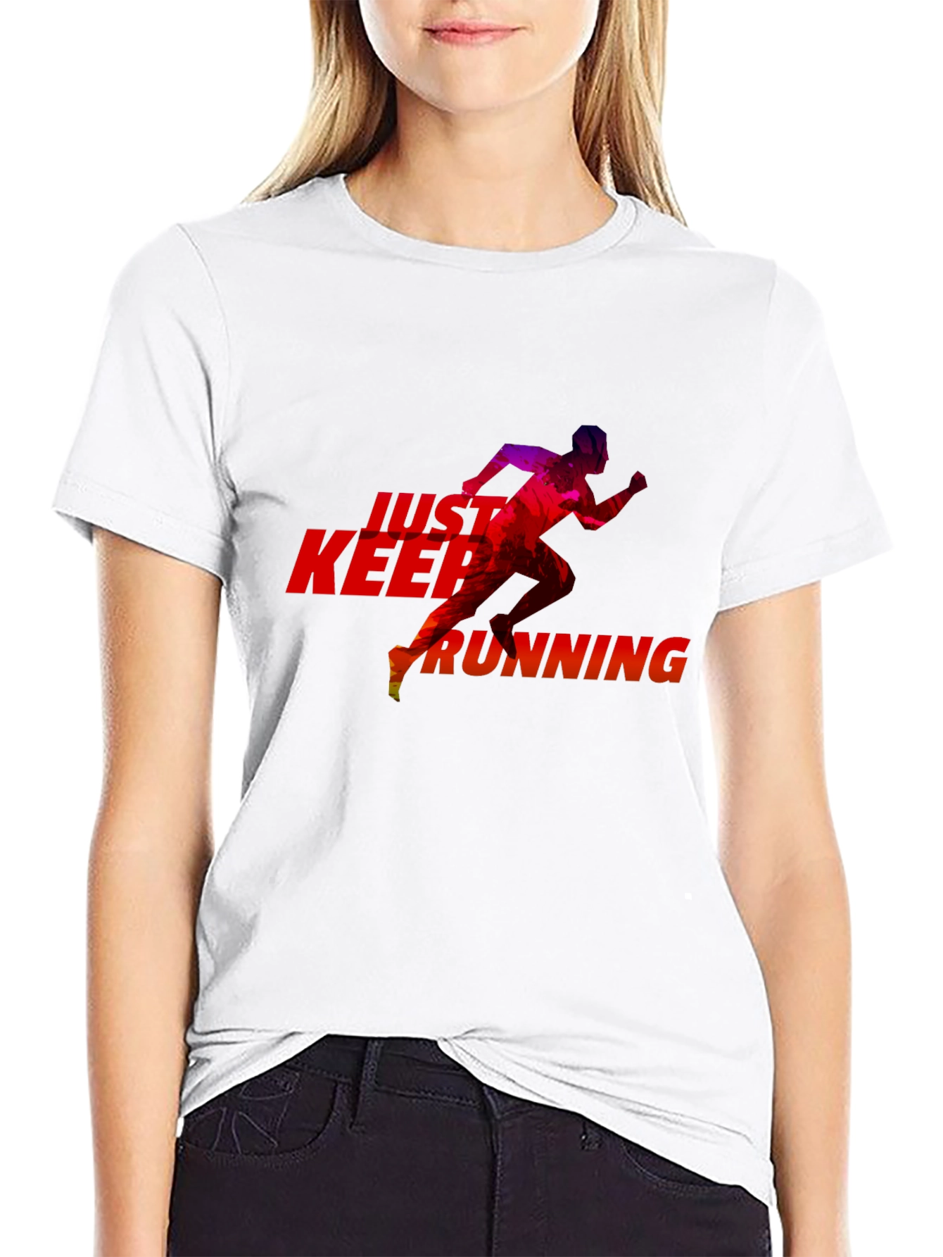 Just Keep Running Black Graphic Tee