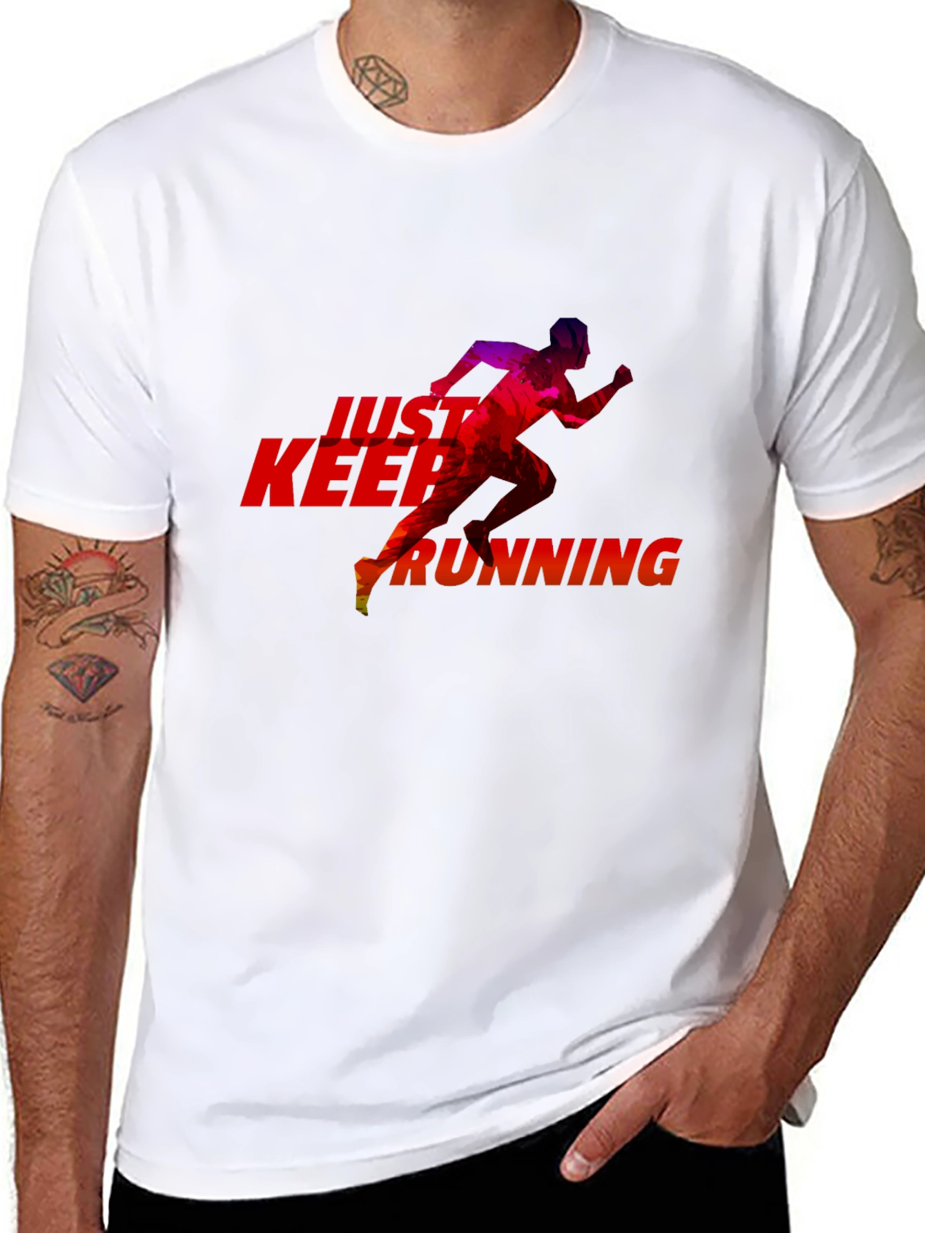 Just Keep Running Black Graphic Tee
