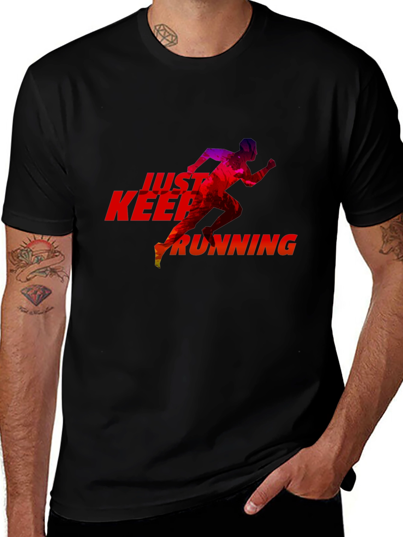 Just Keep Running Black Graphic Tee
