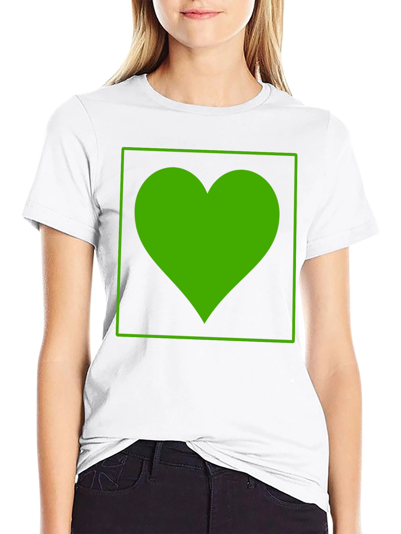 Green Heart Graphic Black T-Shirt