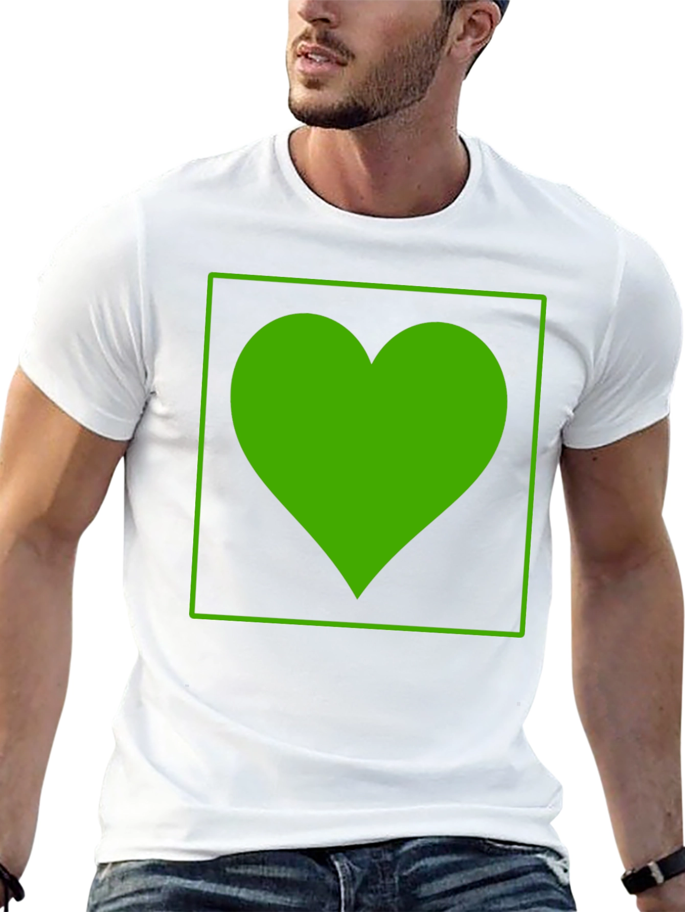 Green Heart Graphic Black T-Shirt
