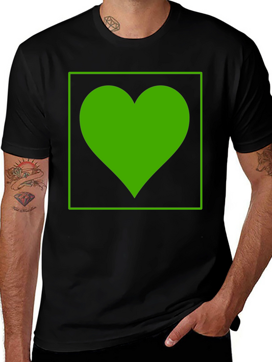Green Heart Graphic Black T-Shirt