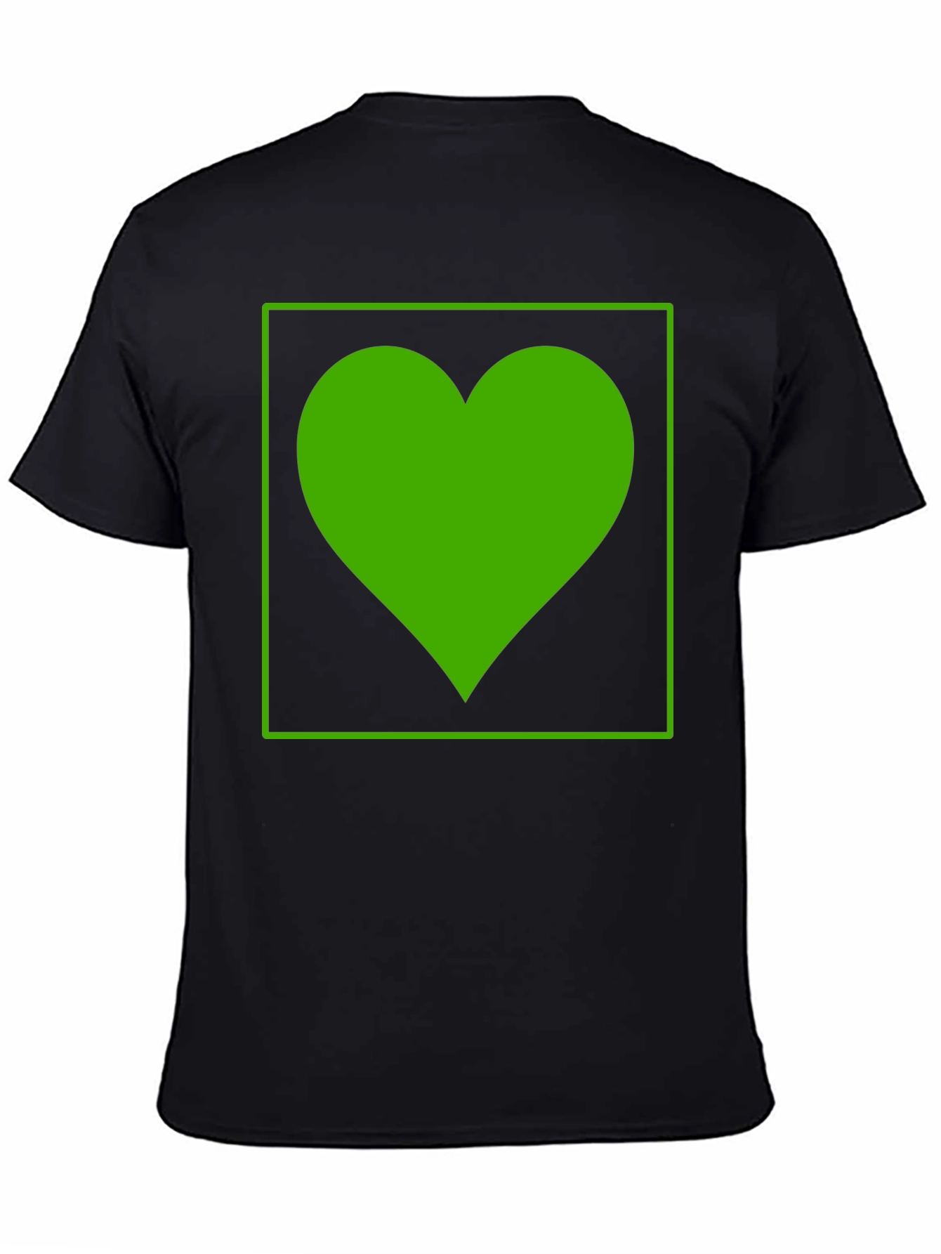 Green Heart Graphic Black T-Shirt