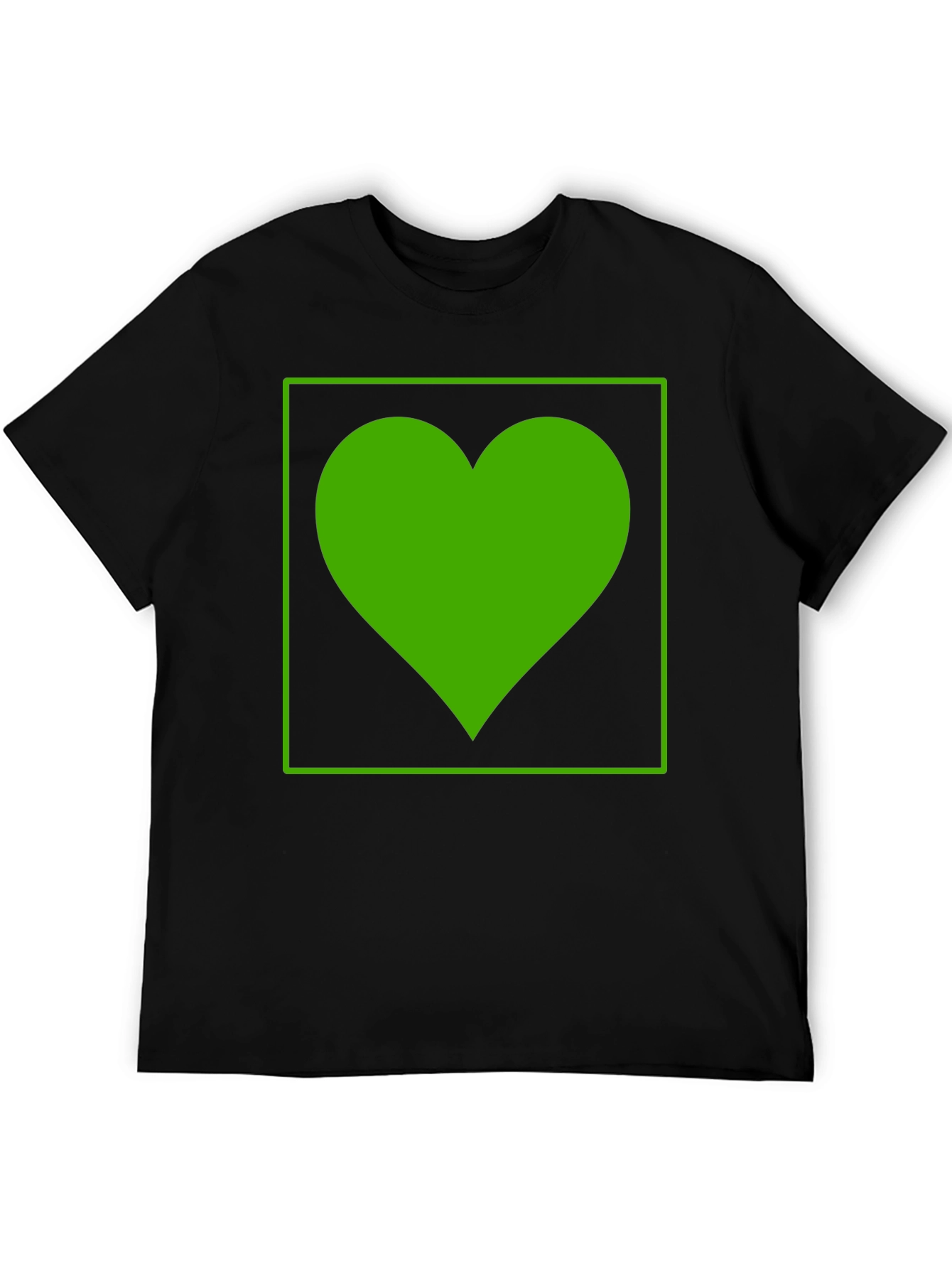 Green Heart Graphic Black T-Shirt