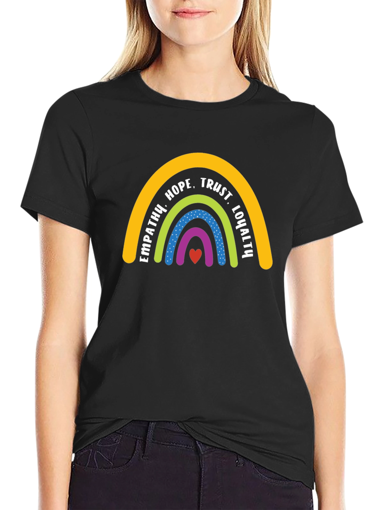 Empathy Rainbow Graphic Tee - Black Casual T-Shirt