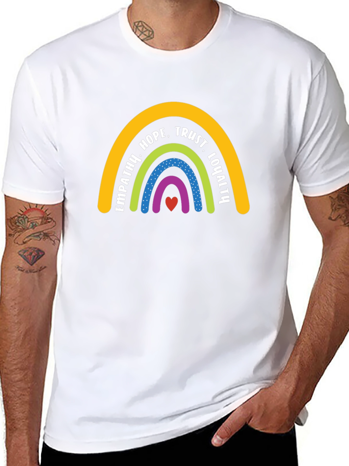 Empathy Rainbow Graphic Tee - Black Casual T-Shirt
