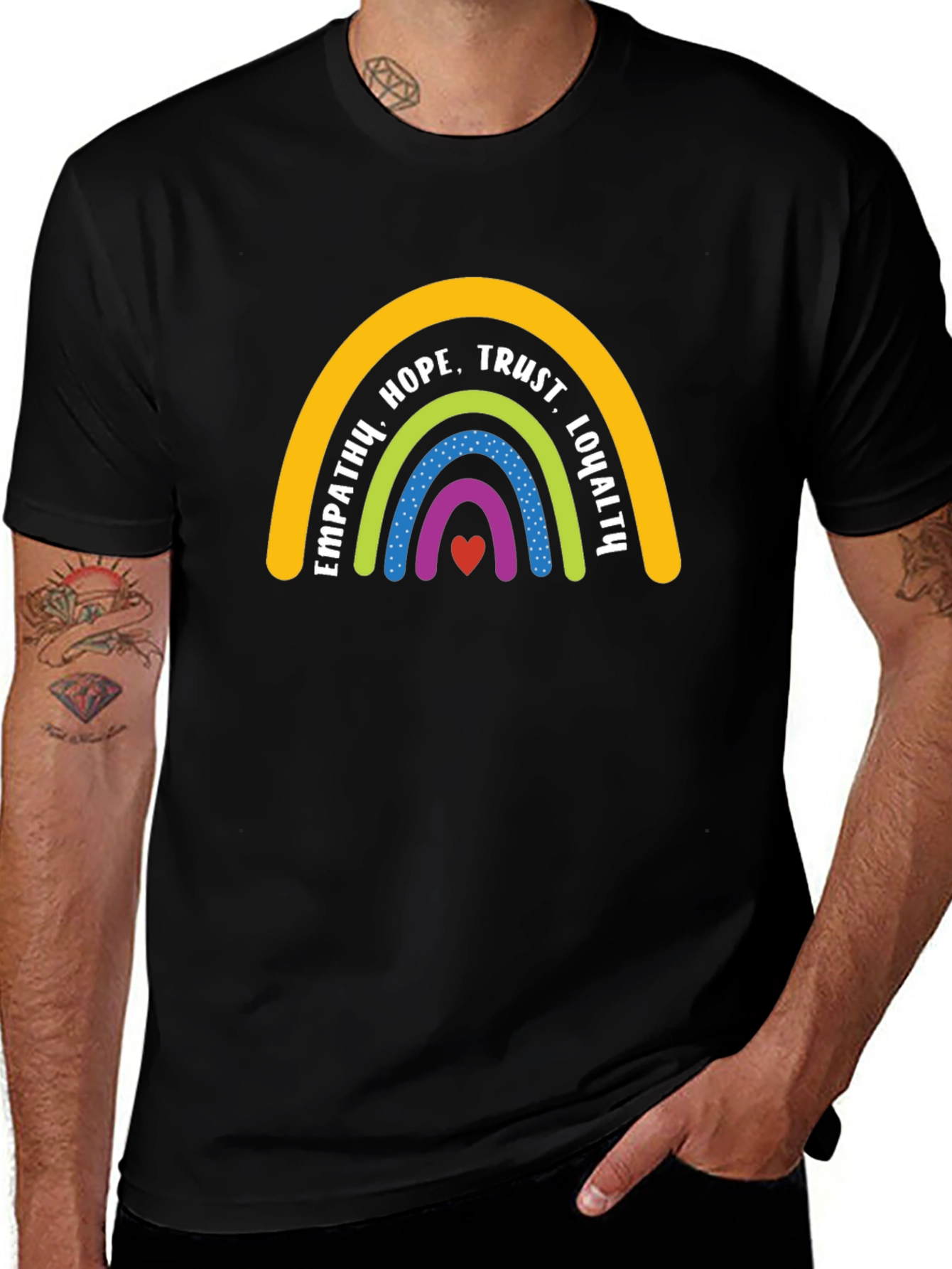 Empathy Rainbow Graphic Tee - Black Casual T-Shirt