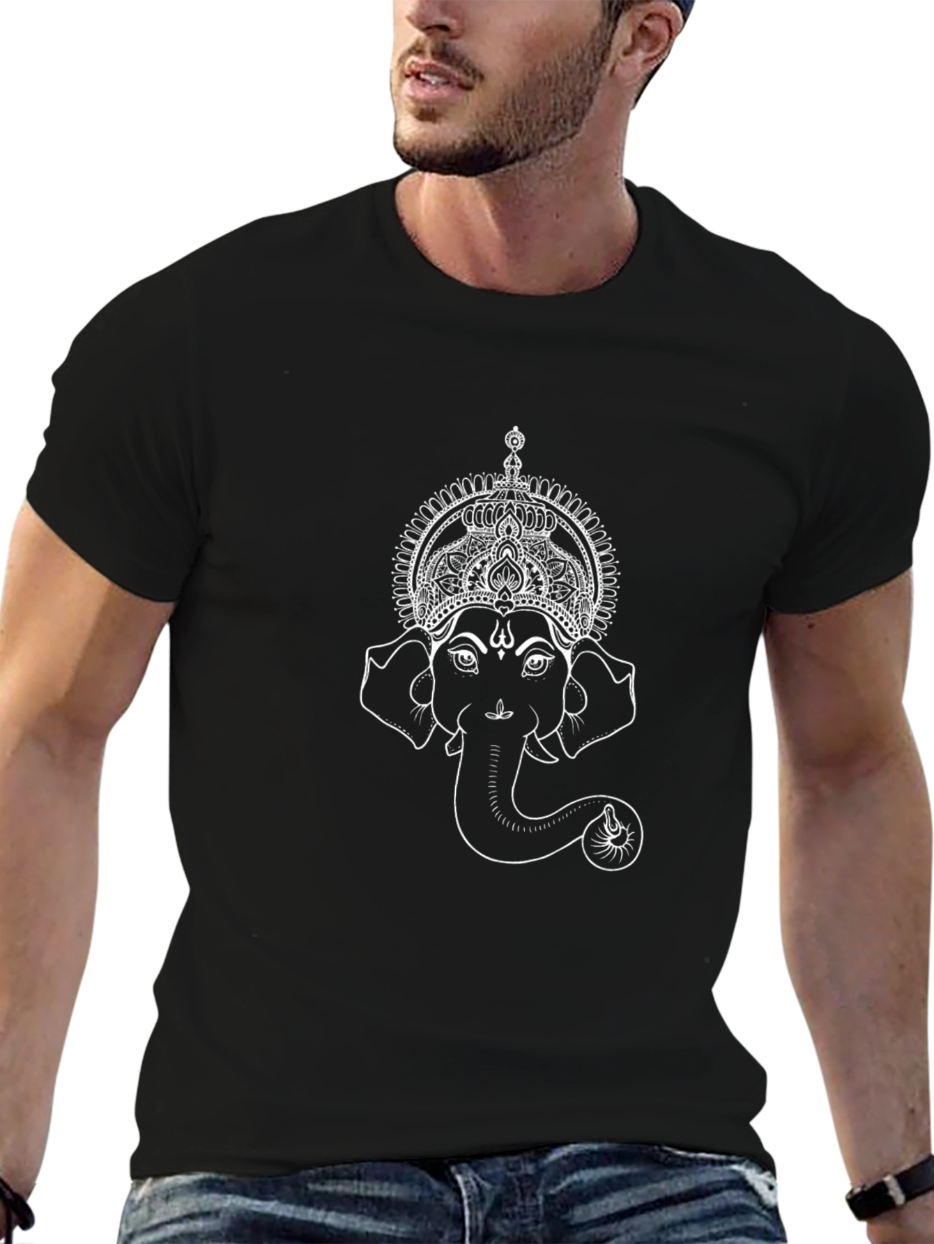 Ganesha Graphic Tee - Stylish Black Cotton T-Shirt