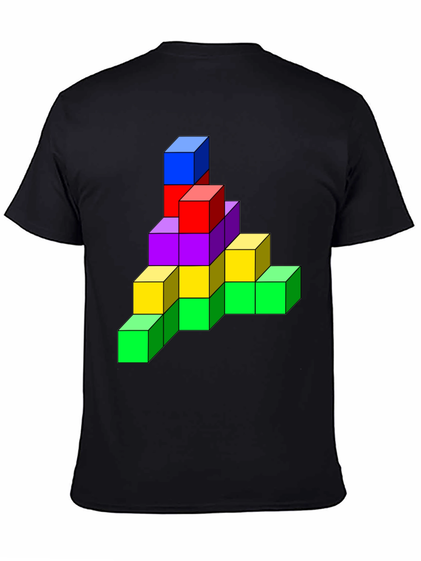 Tetris Cube Graphic Tee - Funky Black T-Shirt